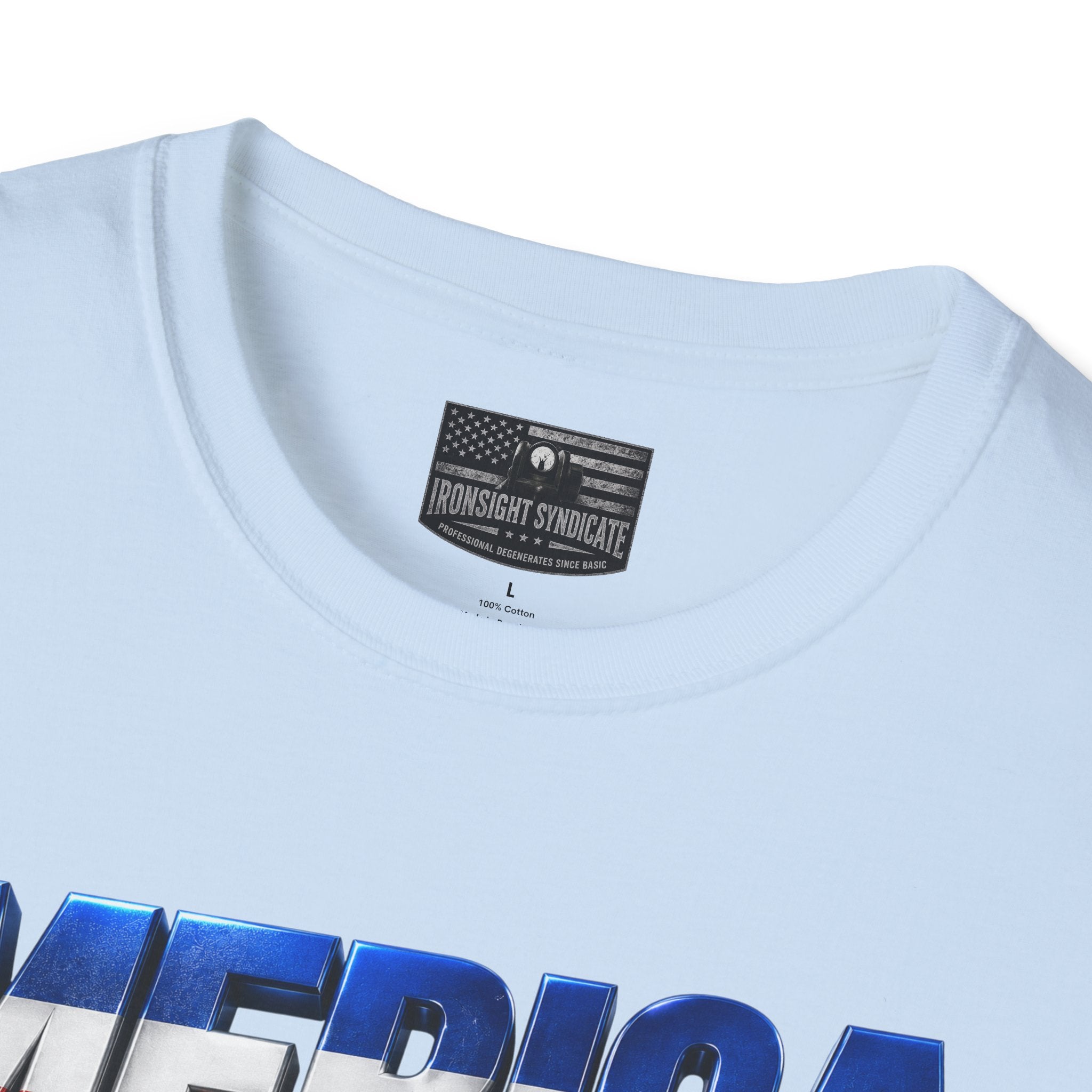 F22 Merica! Patriotic Ironsight Syndicate T-Shirt | Patriotic Military Graphic Tee for Veterans & Patriots, Adult (13 and up), unisex