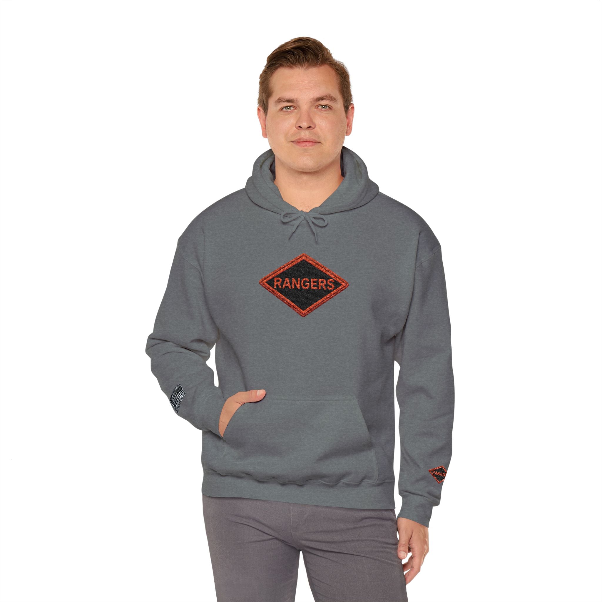 Vintage Army Ranger Embroidered Hooded Sweatshirt
