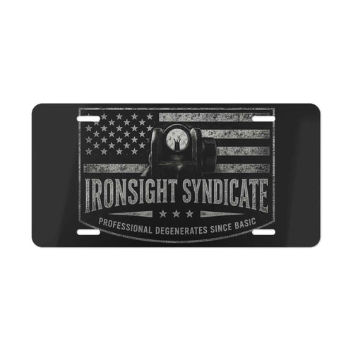 American Flag Vanity License Plate – Ironsight Syndicate Emblem