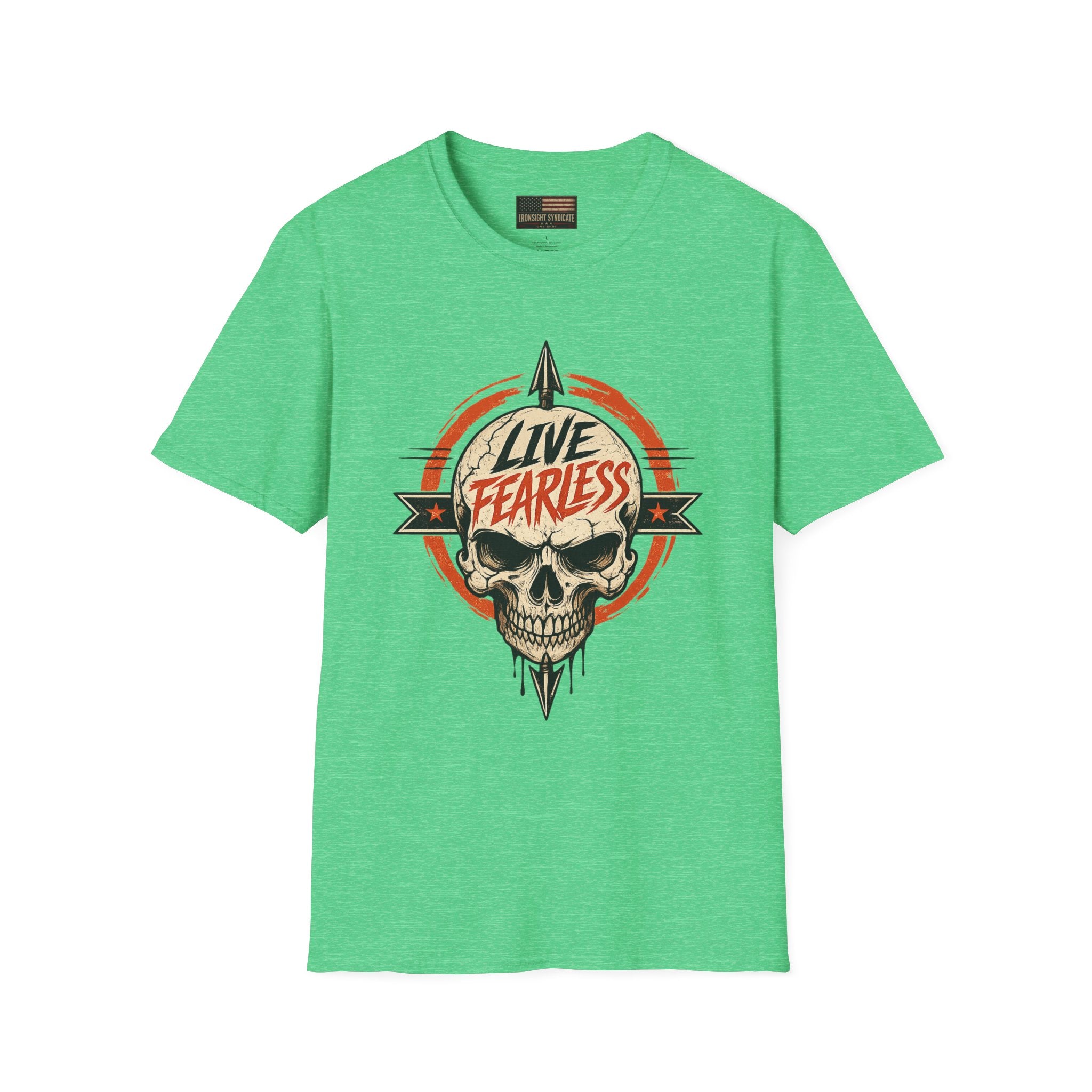 Live Fearless Skull Military T-Shirt (Front and Back) | Ironsight Syndicate