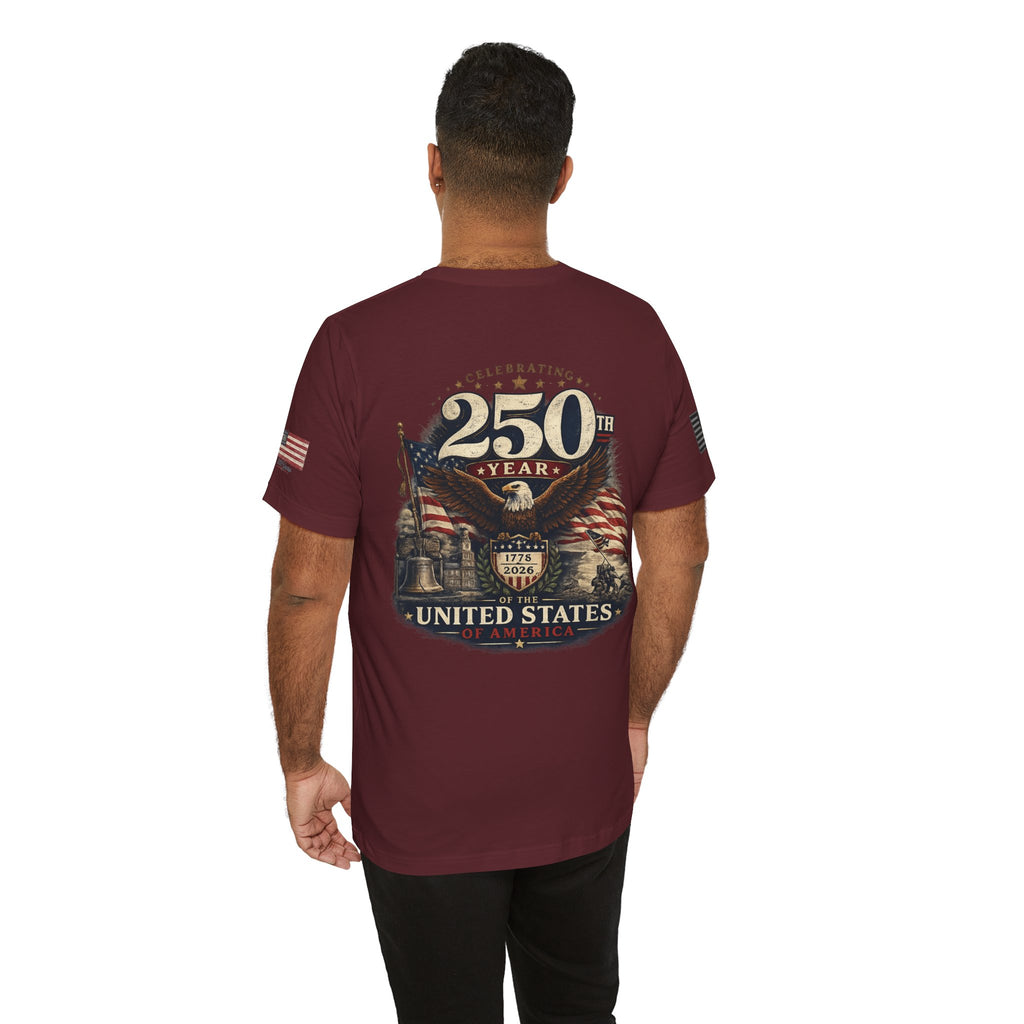 America 250th Anniversary T-Shirt | Patriotic Eagle & American Flag Shirt | 1776-2026 United States Tee front and back