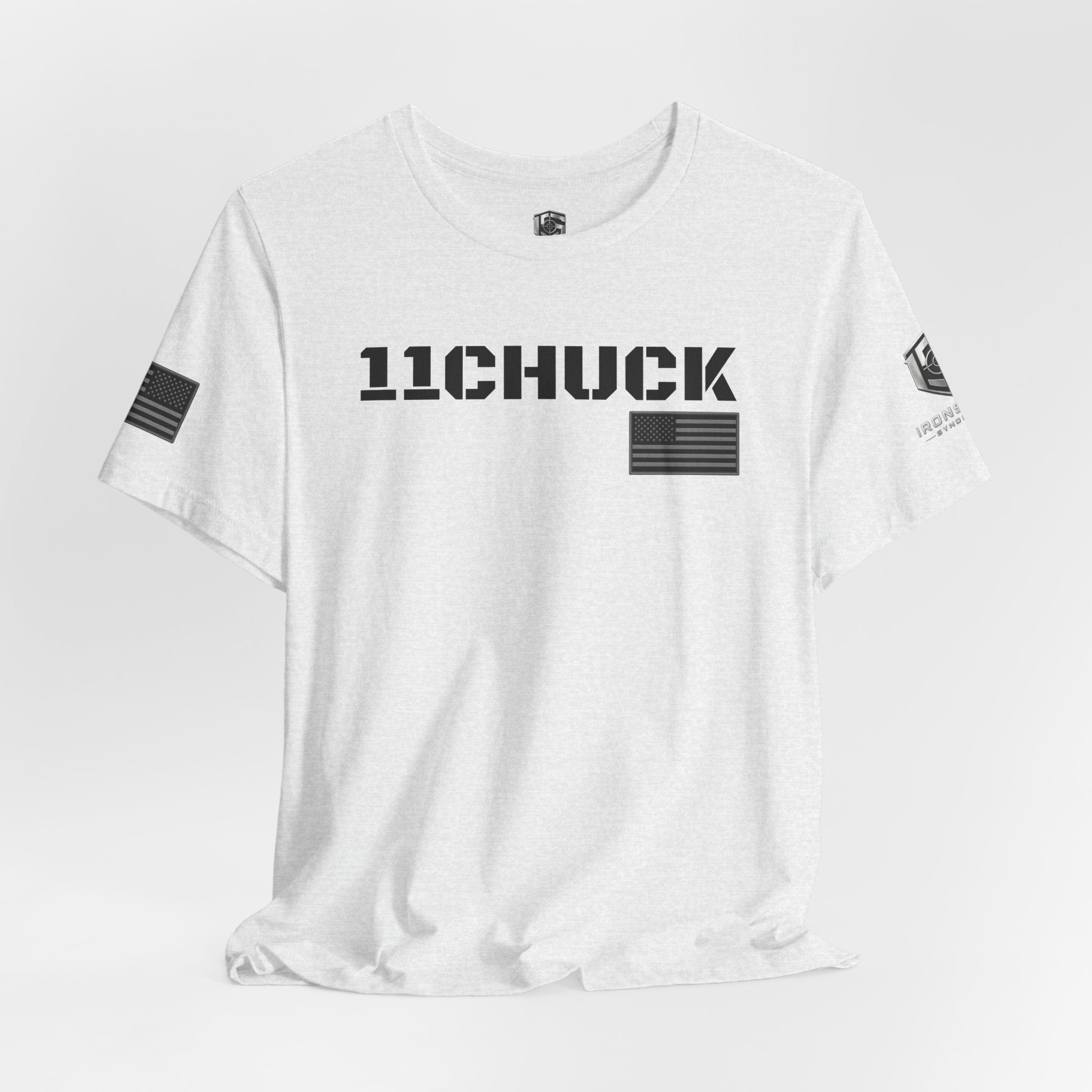 11Chuck Indirect Fire Infantryman Inspired Patriotic T-Shirt Black text - Ash | Ironsight Syndicate