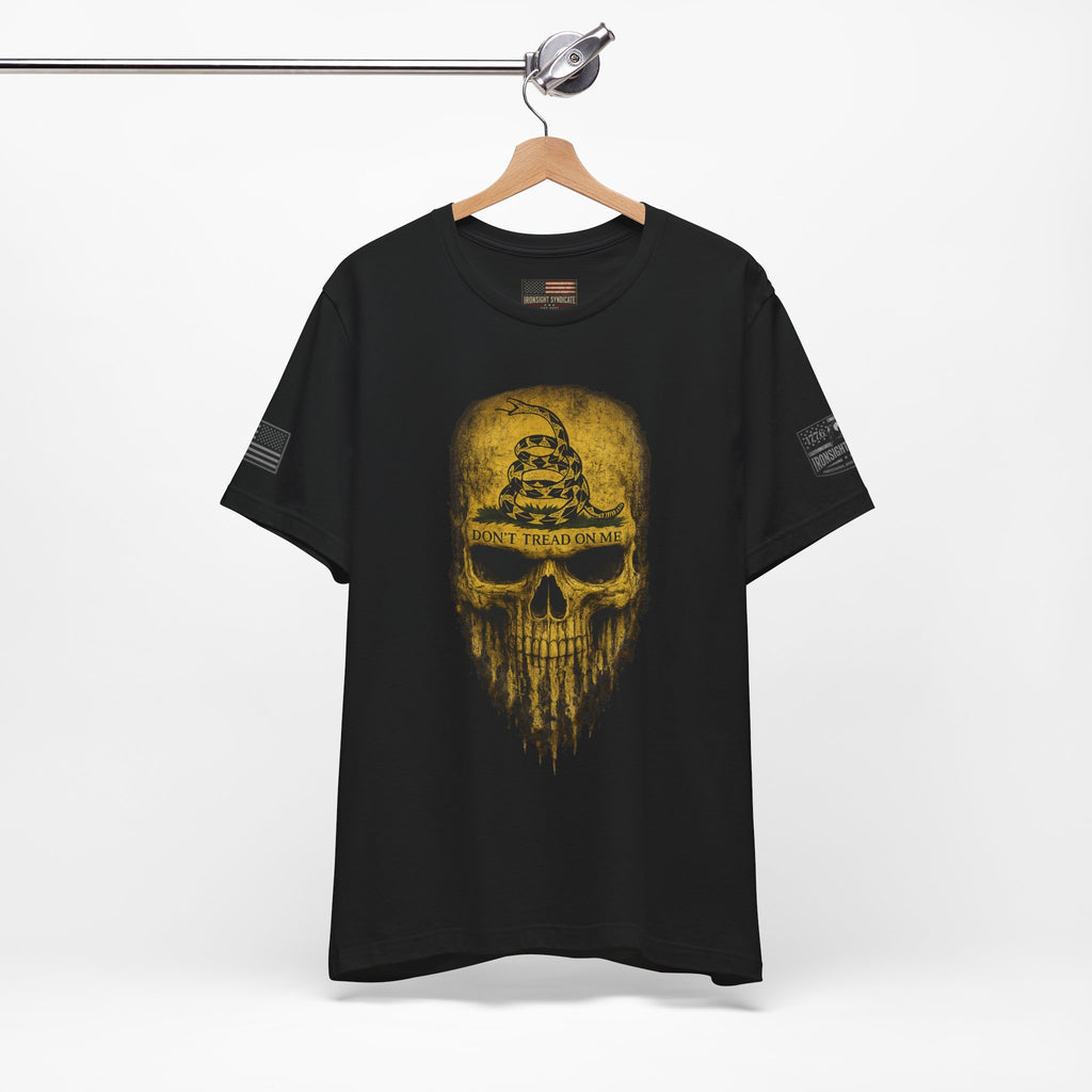 Don't Tread On Me Skull T-Shirt | Gadsden Flag Patriotic Military Tee for Veterans & Patriots Adult (13 and up), unisex