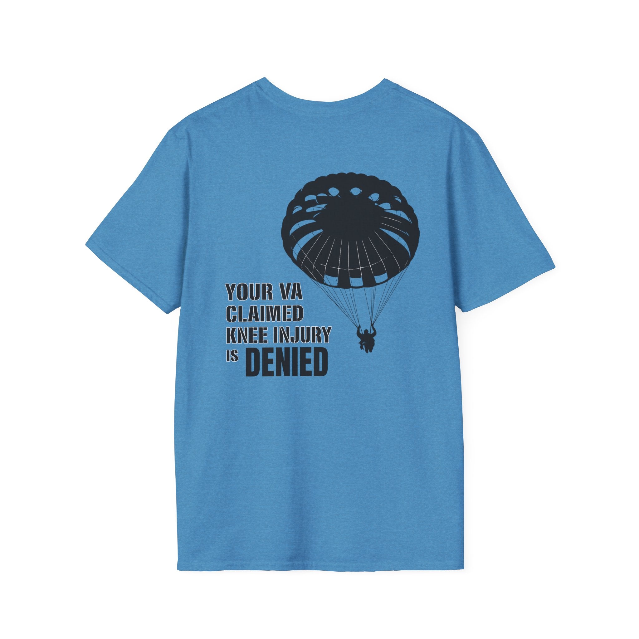 VA Knee Injury Claim Is Denied T-Shirt (Black Graphic) | Ironsight Syndicate
