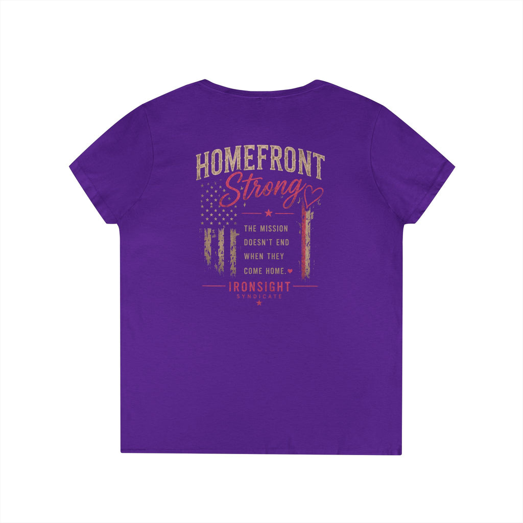 Homefront Strong Ladies' V-Neck T-Shirt — Patriotic Flag Graphic Tee