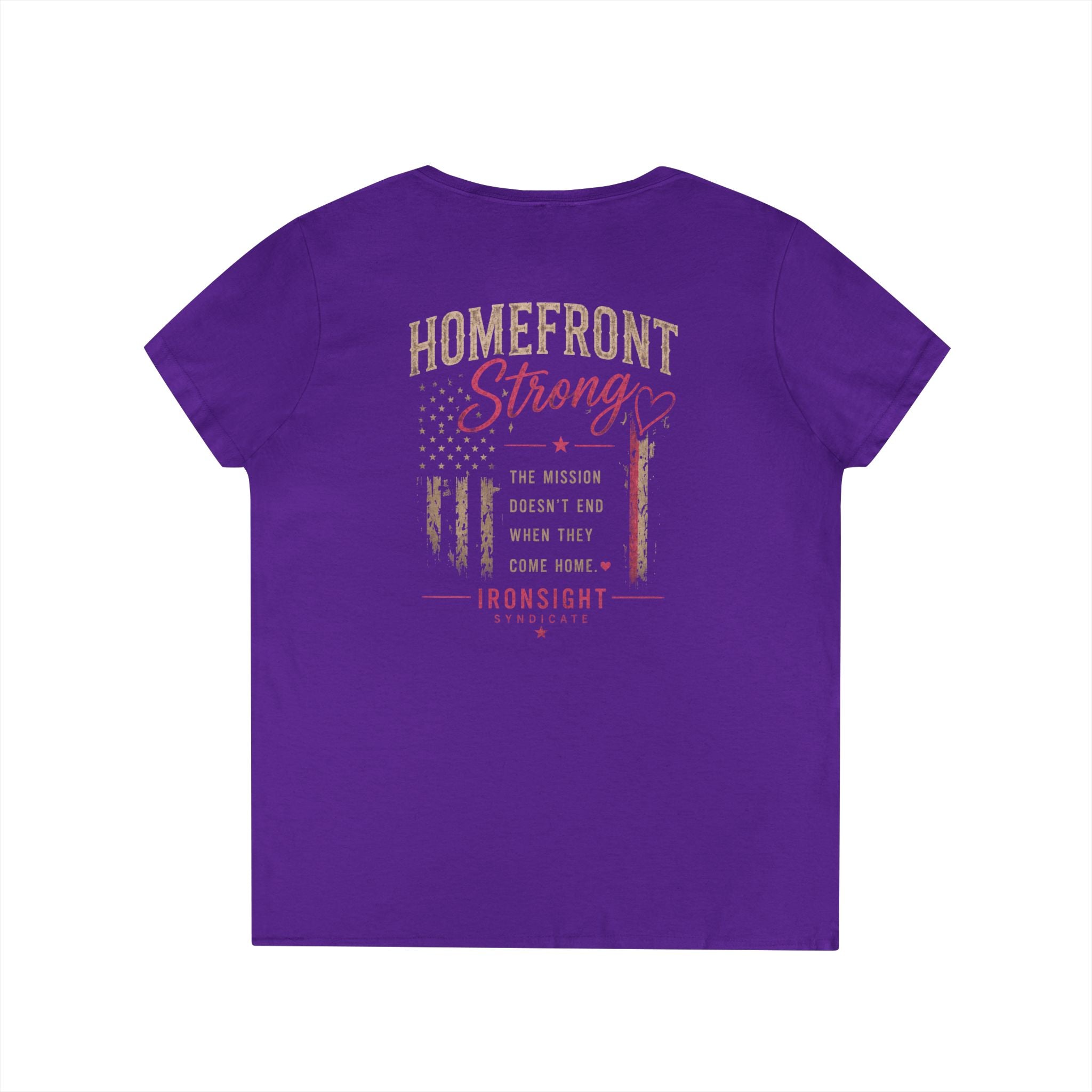Homefront Strong Ladies' V-Neck T-Shirt — Patriotic Flag Graphic Tee