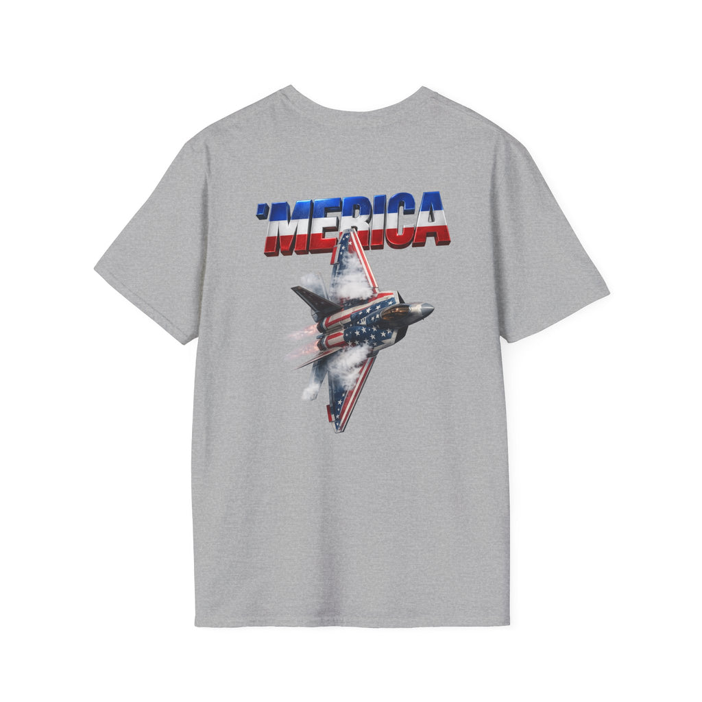 F22 Merica! Patriotic Ironsight Syndicate T-Shirt | Patriotic Military Graphic Tee for Veterans & Patriots, Adult (13 and up), unisex