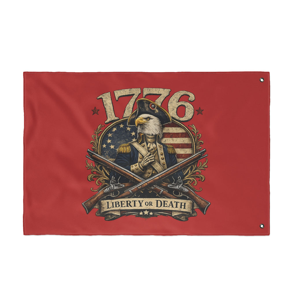 Red 1776 Liberty or Death Bald Eagle American Flag | Patriotic Revolutionary War Banner for Veterans & Patriots