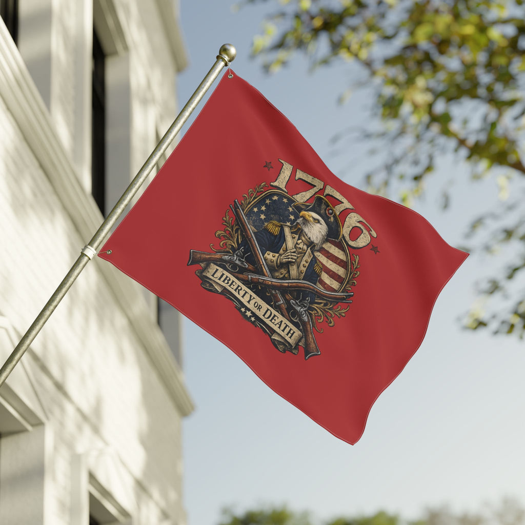Red 1776 Liberty or Death Bald Eagle American Flag | Patriotic Revolutionary War Banner for Veterans & Patriots