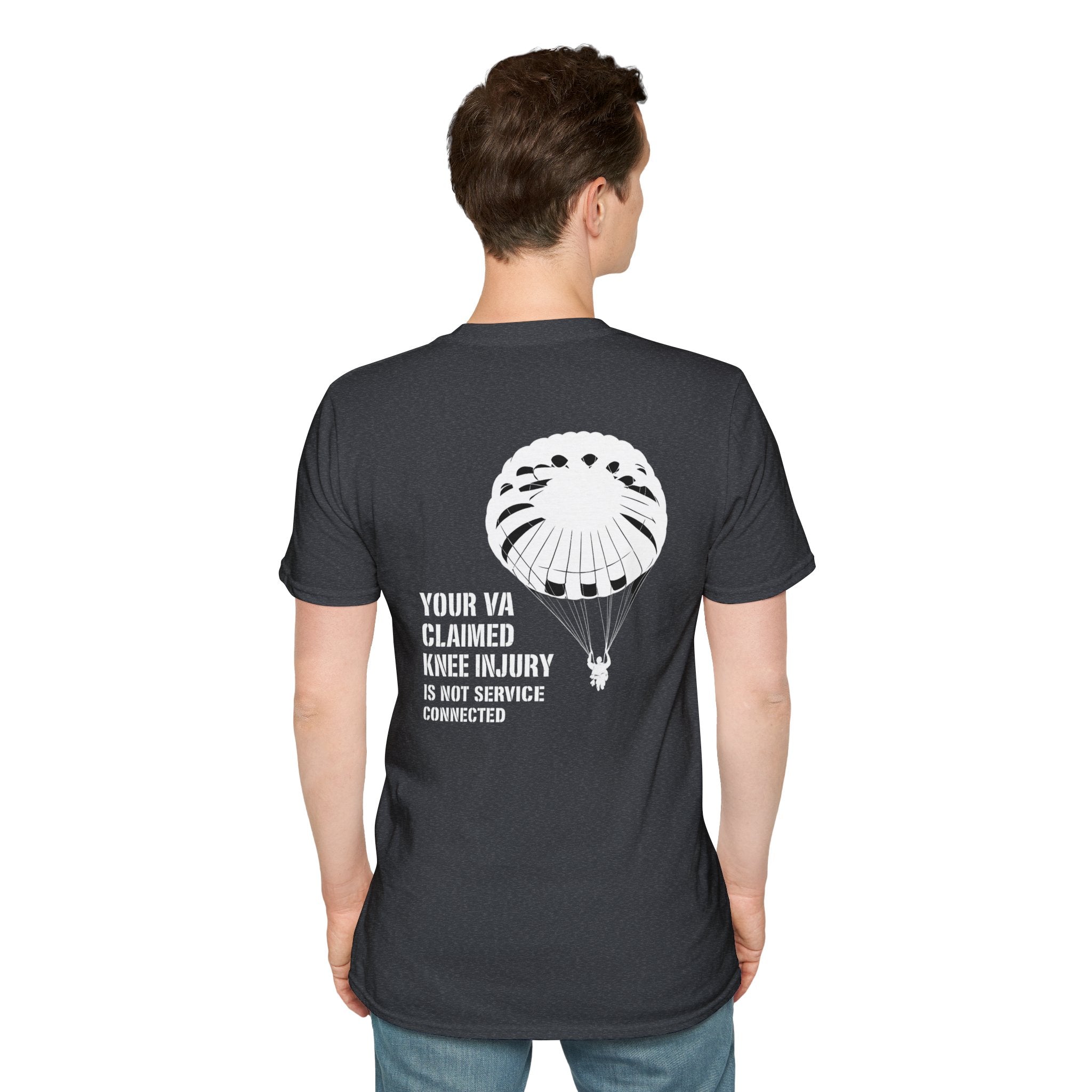 VA Knee Injury is not Service Connected T-Shirt (White Graphic) | Ironsight Syndicate