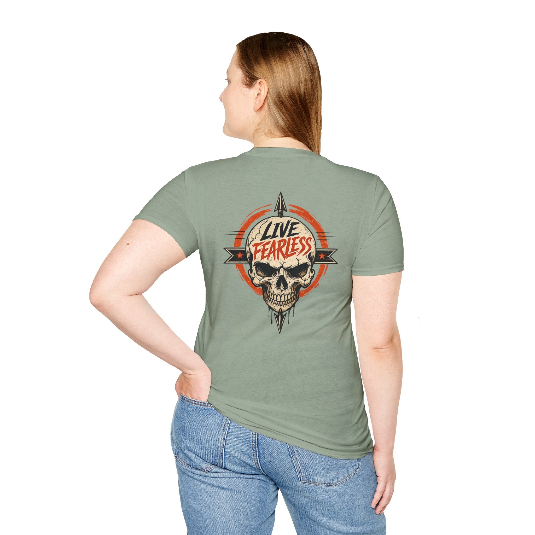 Live Fearless Skull Military T-Shirt (Front and Back) | Ironsight Syndicate