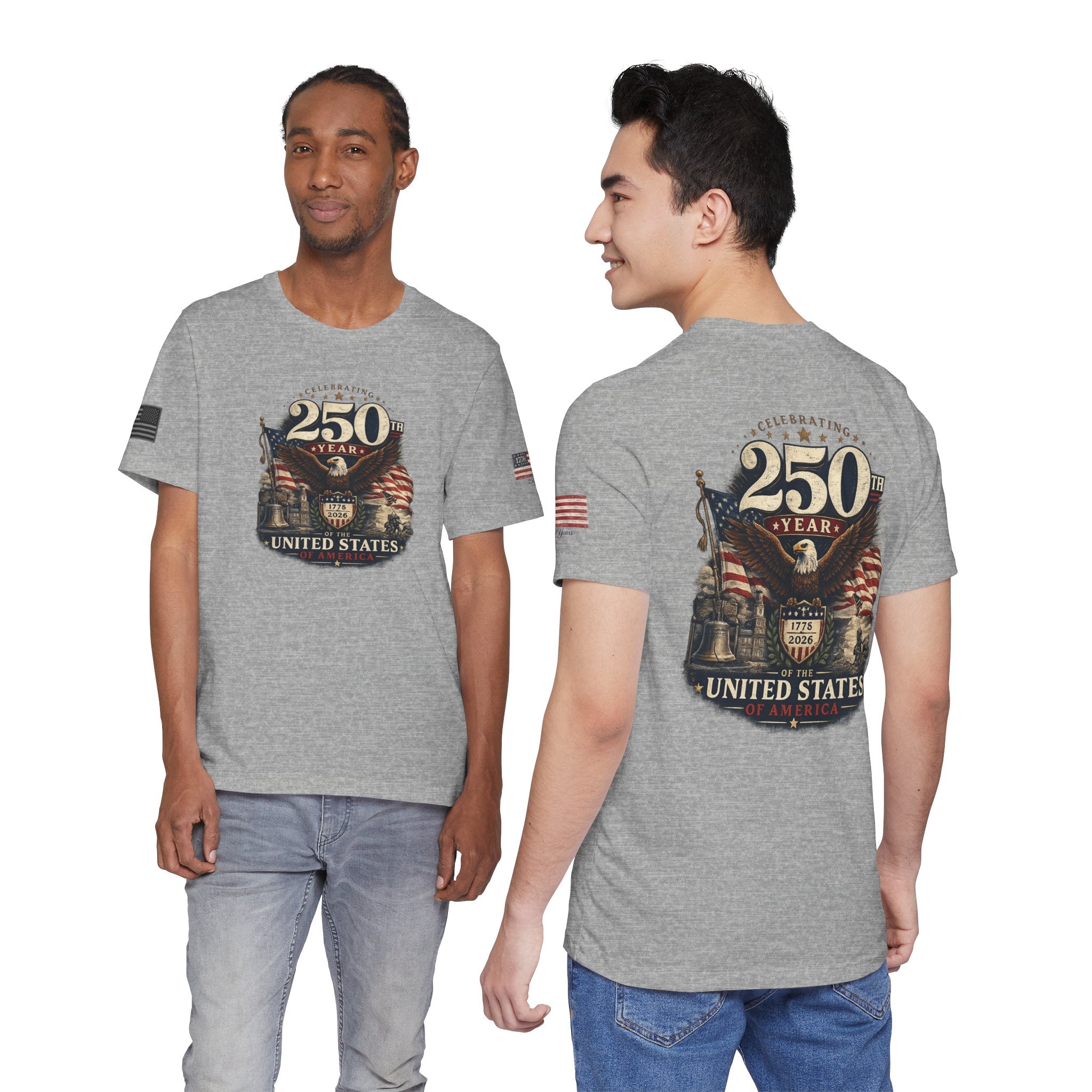 America 250th Anniversary T-Shirt | Patriotic Eagle & American Flag Shirt | 1776-2026 United States Tee front and back