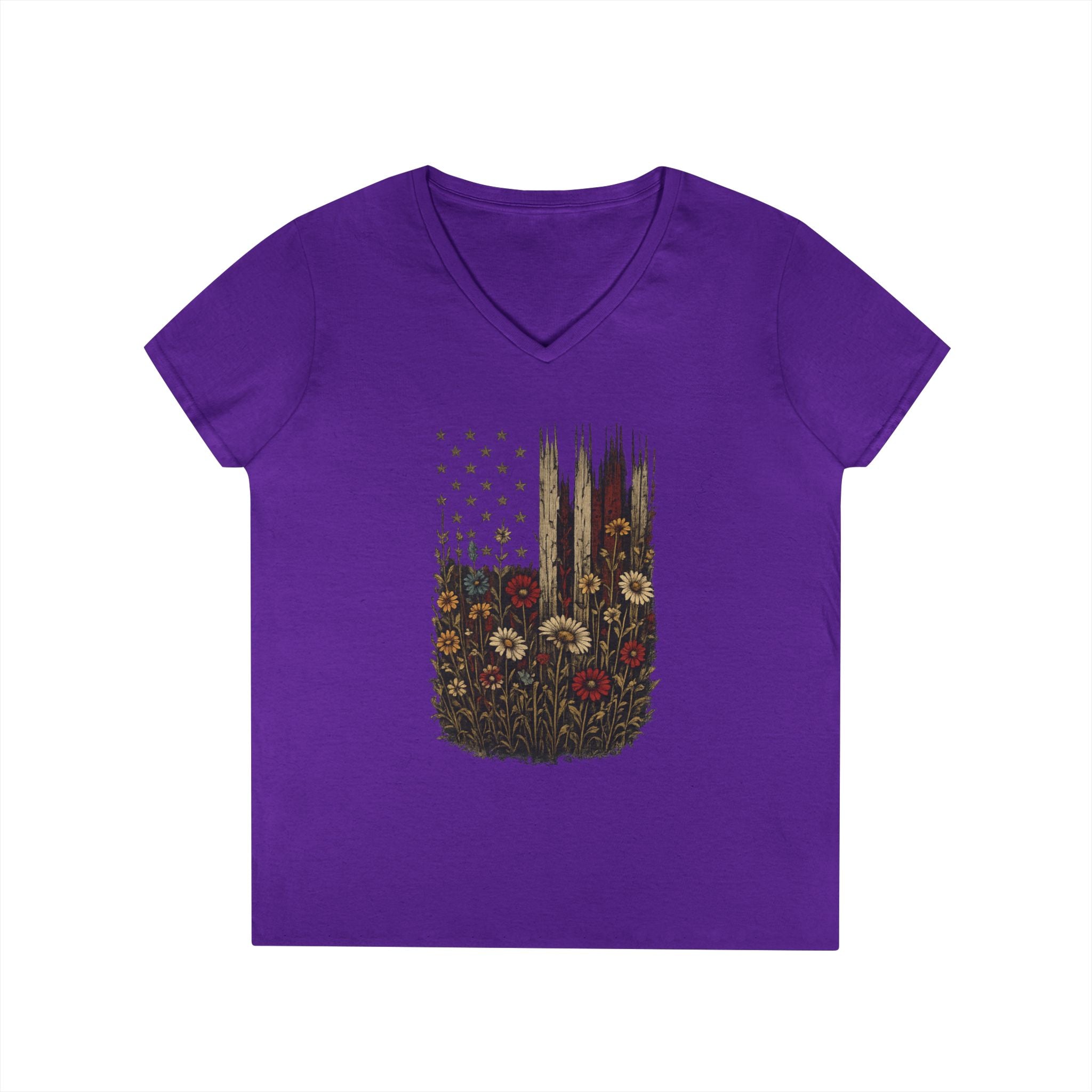 Wrapped in Old Glory - Ladies' V-Neck T-Shirt - Purple | Ironsight Syndicate