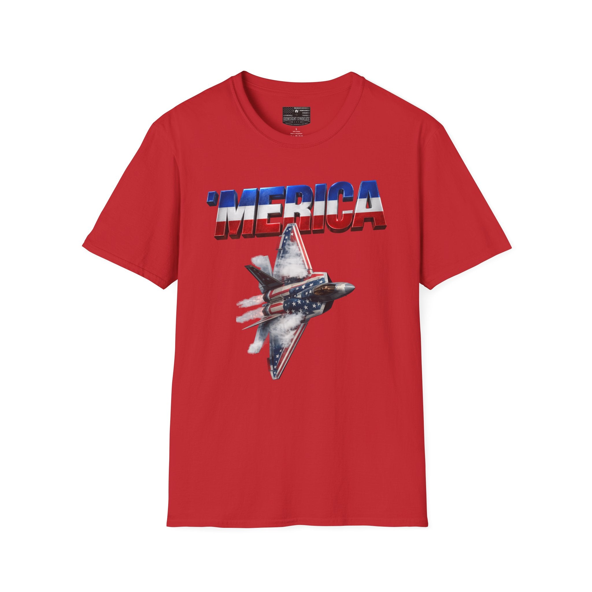 F22 Merica! Patriotic Ironsight Syndicate T-Shirt | Patriotic Military Graphic Tee for Veterans & Patriots, Adult (13 and up), unisex