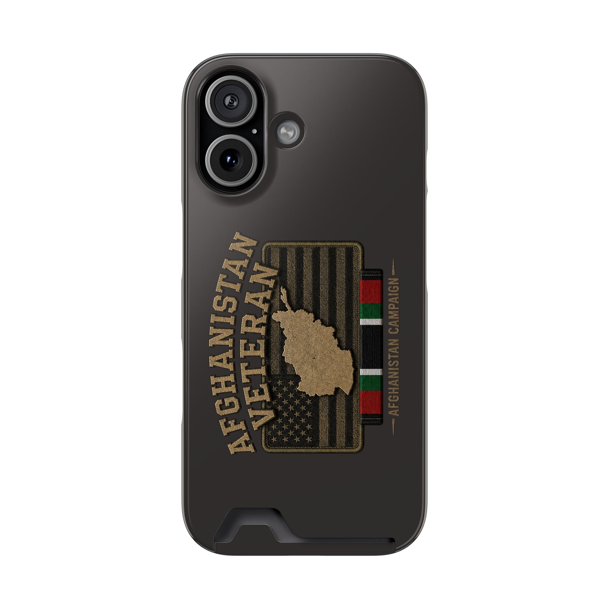 Afghanistan Veteran Phone Case with Card Holder — Military Tribute Wallet Case - iPhone 17 (Glossy) | Ironsight Syndicate