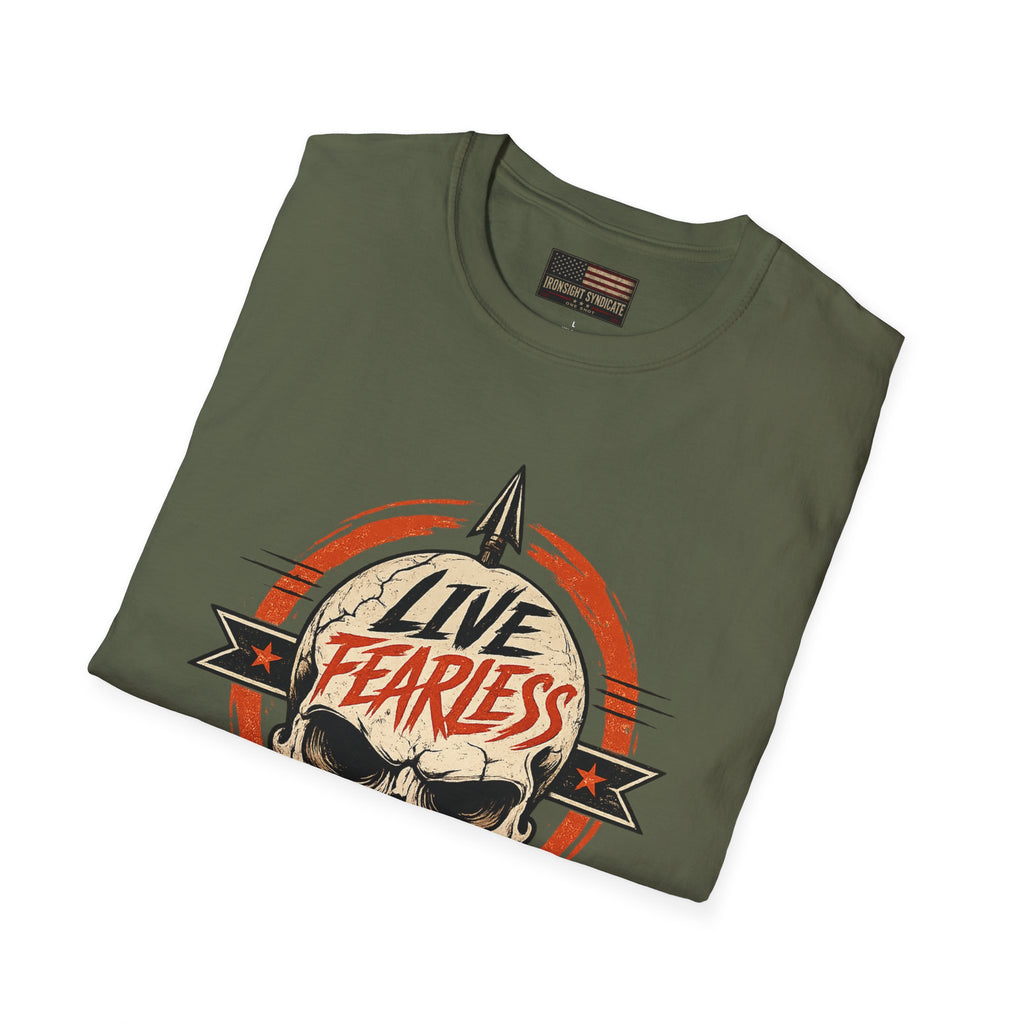 Live Fearless Skull Military T-Shirt (Front and Back) | Ironsight Syndicate