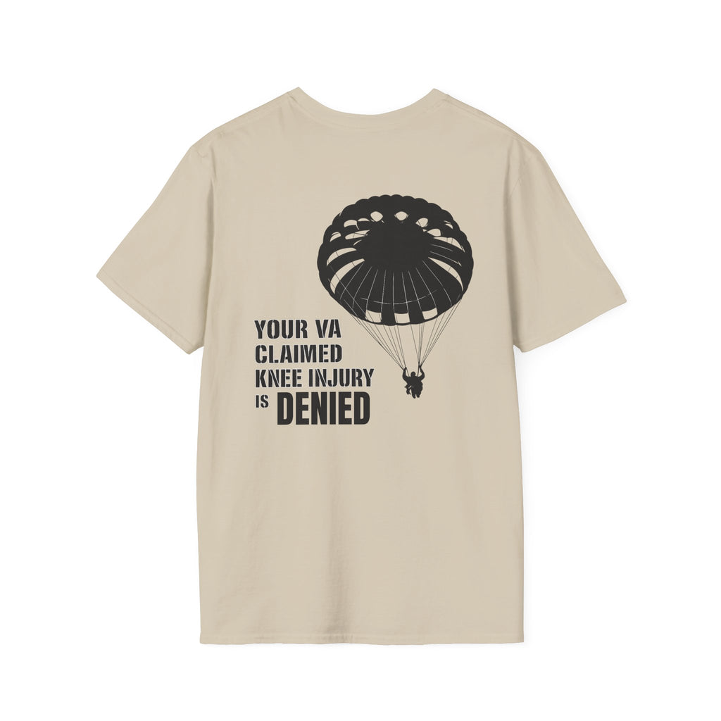VA Knee Injury Claim Is Denied T-Shirt (Black Graphic) | Ironsight Syndicate