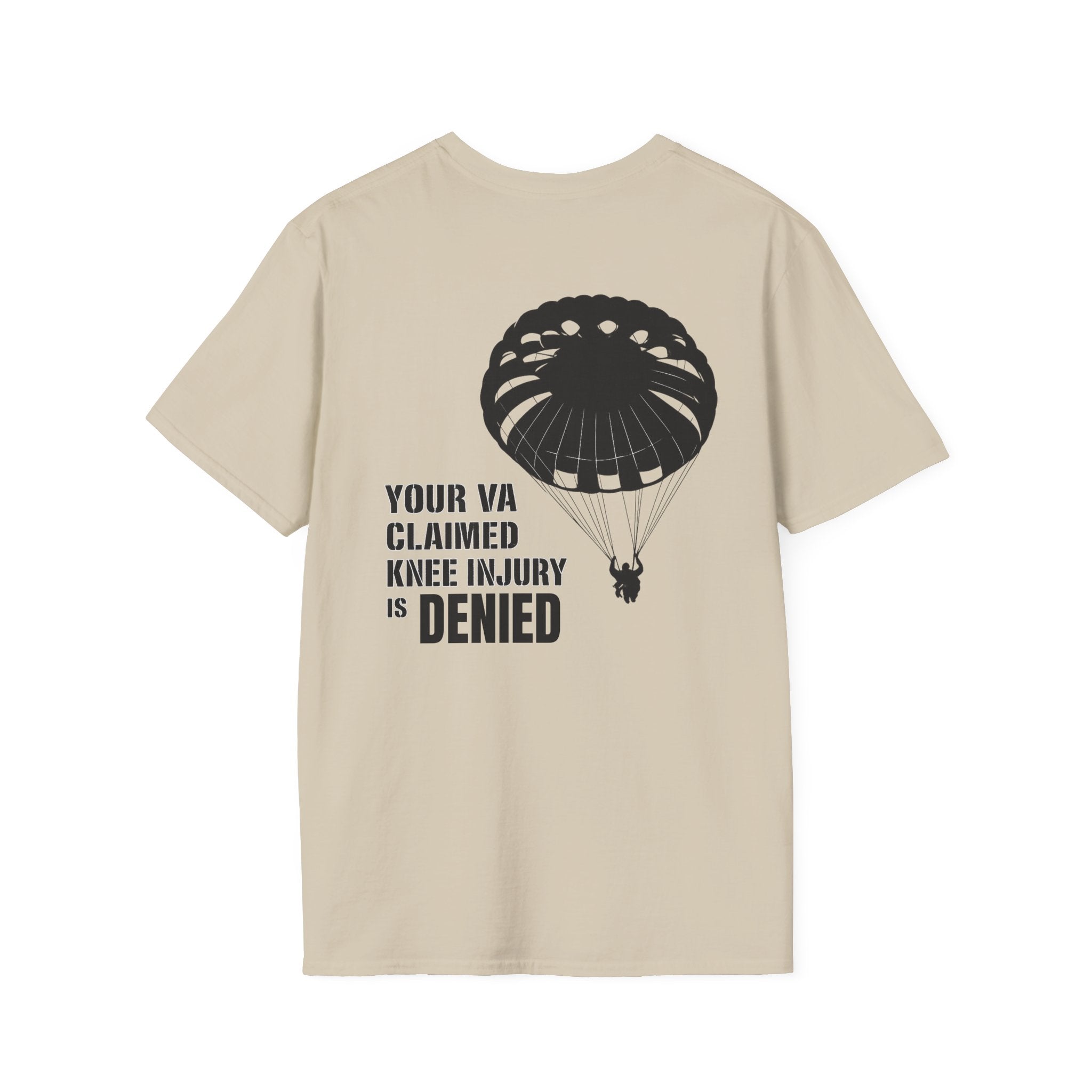 VA Knee Injury Claim Is Denied T-Shirt (Black Graphic) | Ironsight Syndicate
