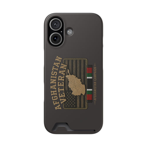 Afghanistan Veteran Phone Case with Card Holder — Military Tribute Wallet Case - iPhone 17 (Matte) | Ironsight Syndicate