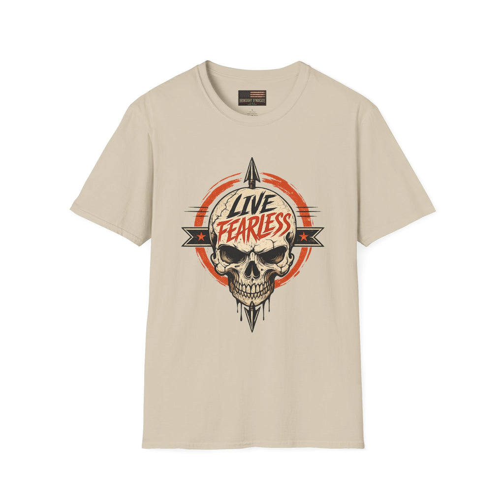 Live Fearless Skull Military T-Shirt (Front and Back) | Ironsight Syndicate