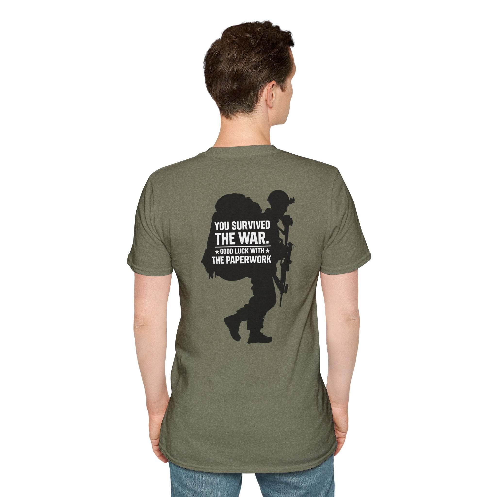 You Survived the War Good Luck With The Paperwork T-Shirt (Black Graphic)