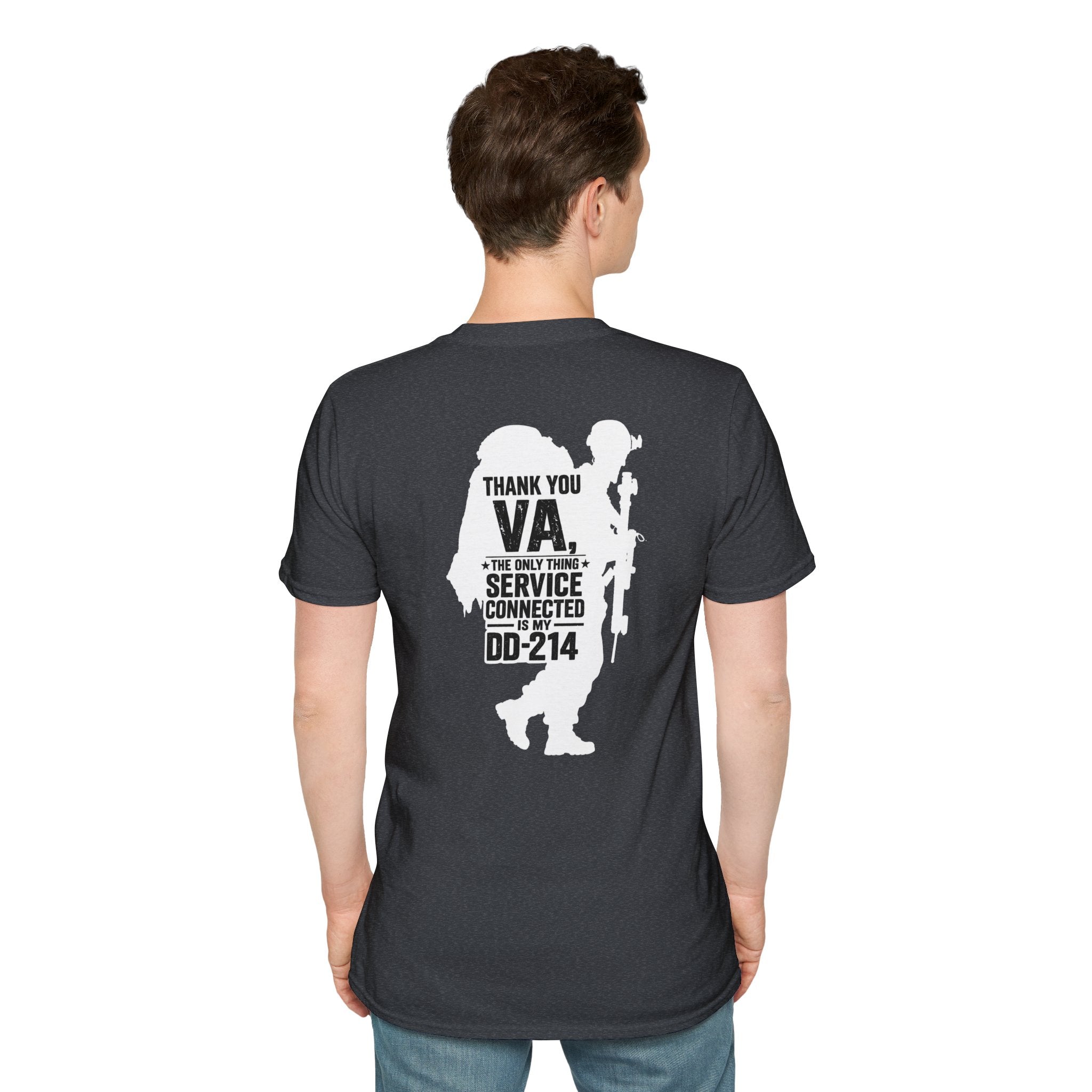 DD-214 service connected T-Shirt (White Graphic)