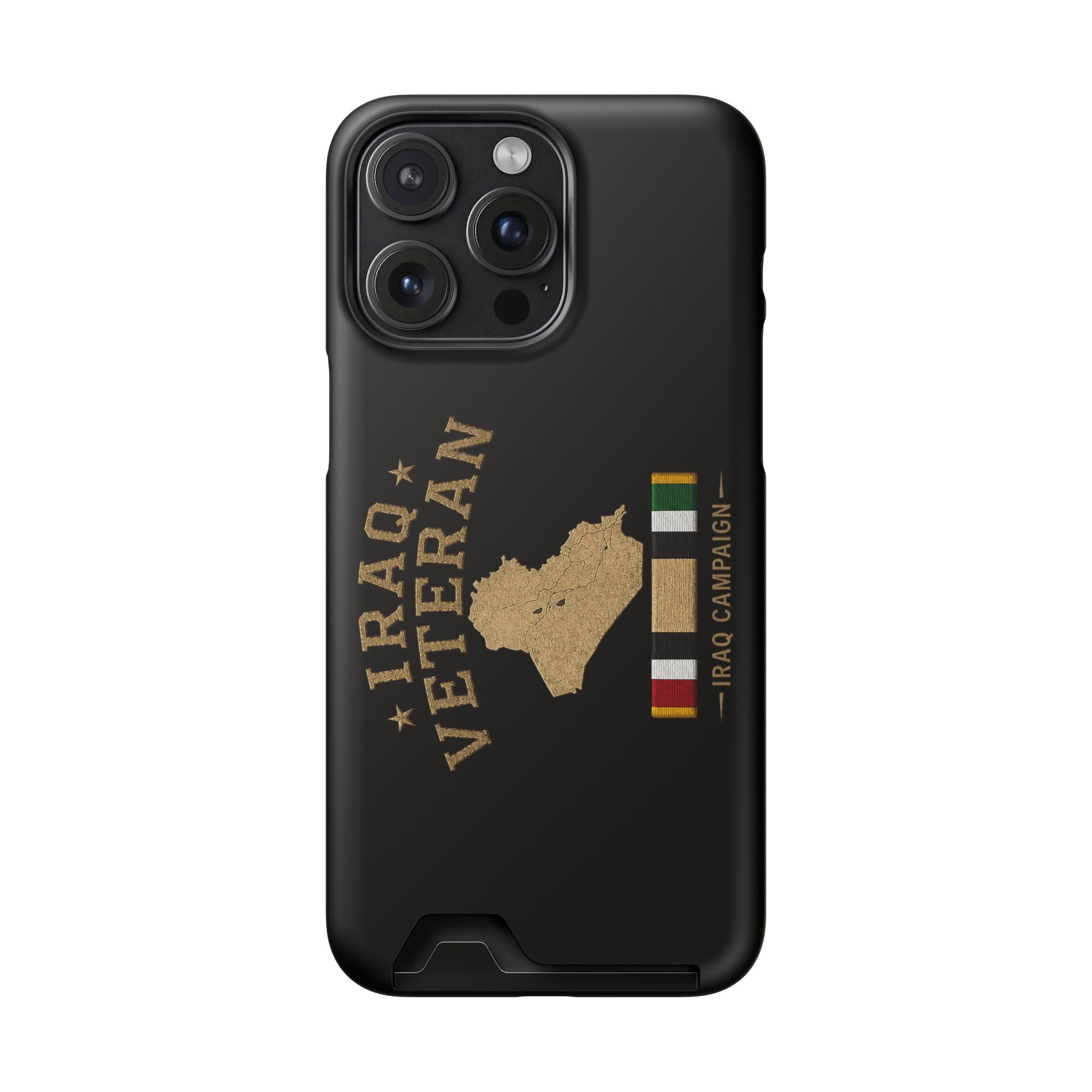 Iraq Veteran Phone Case with Card Holder — Iraq Campaign Service Ribbon - iPhone 15 Pro Max (Matte) | Ironsight Syndicate