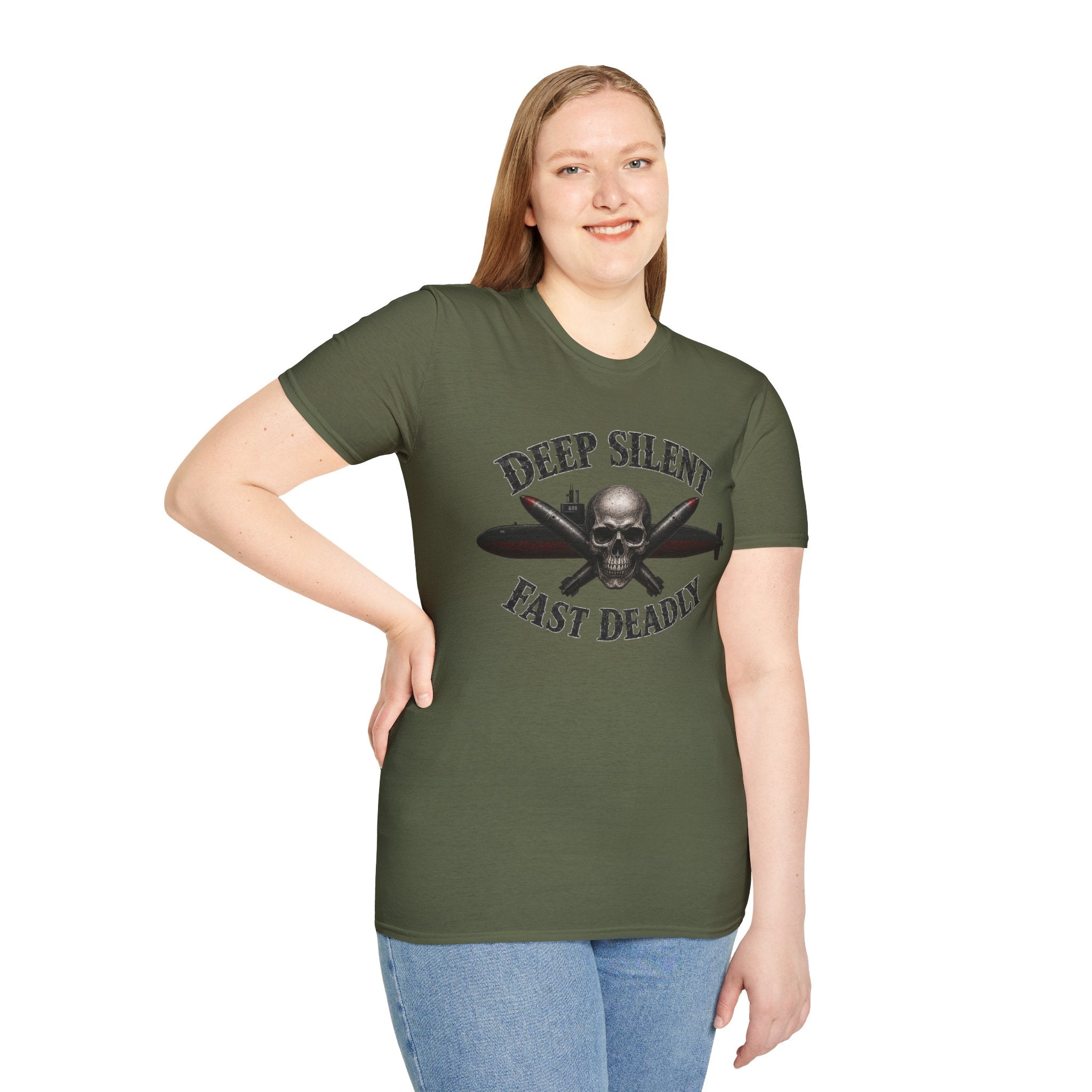 Deep, Silent, Fast Deadly US Navy Submariner Graphic Front T-Shirt
