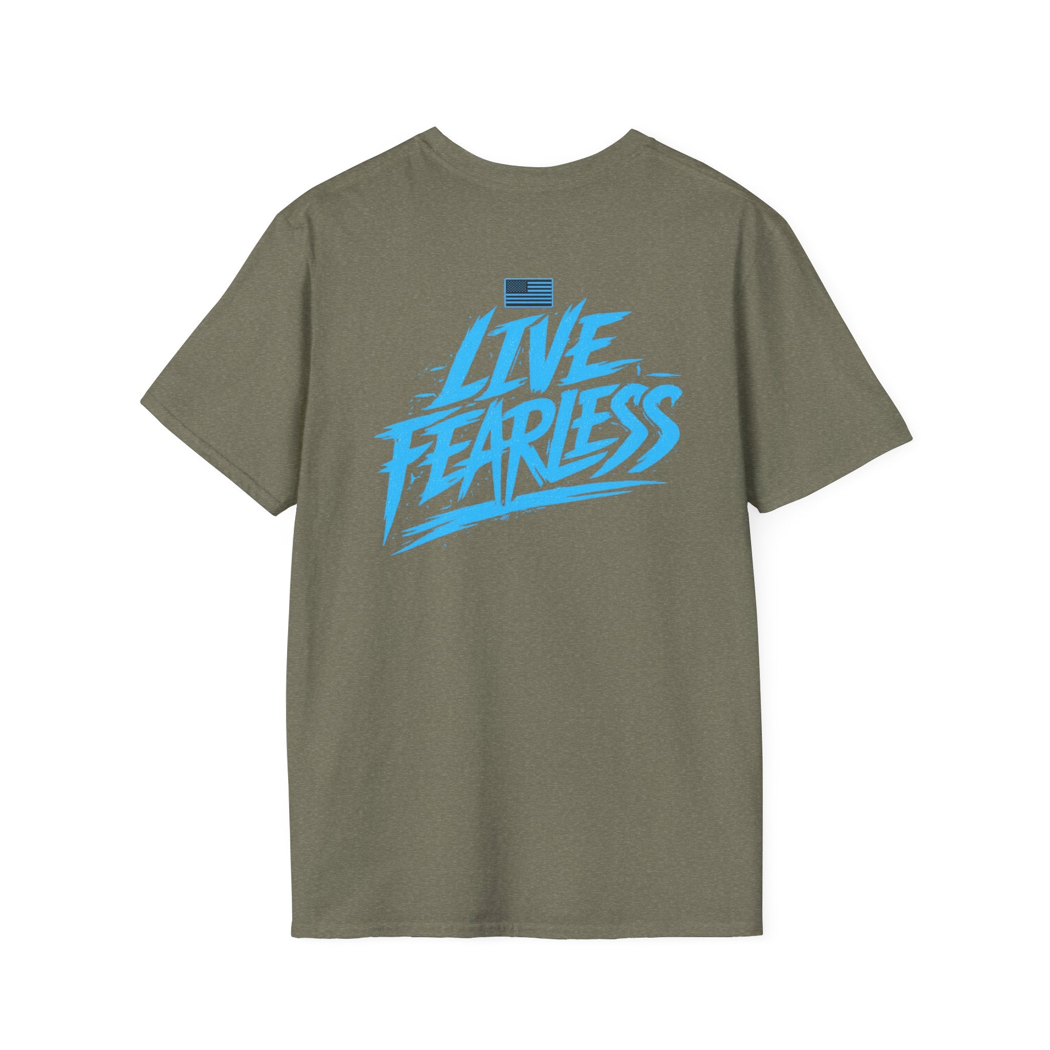 Live Fearless (Blue) Military-Inspired Graphic T-Shirt