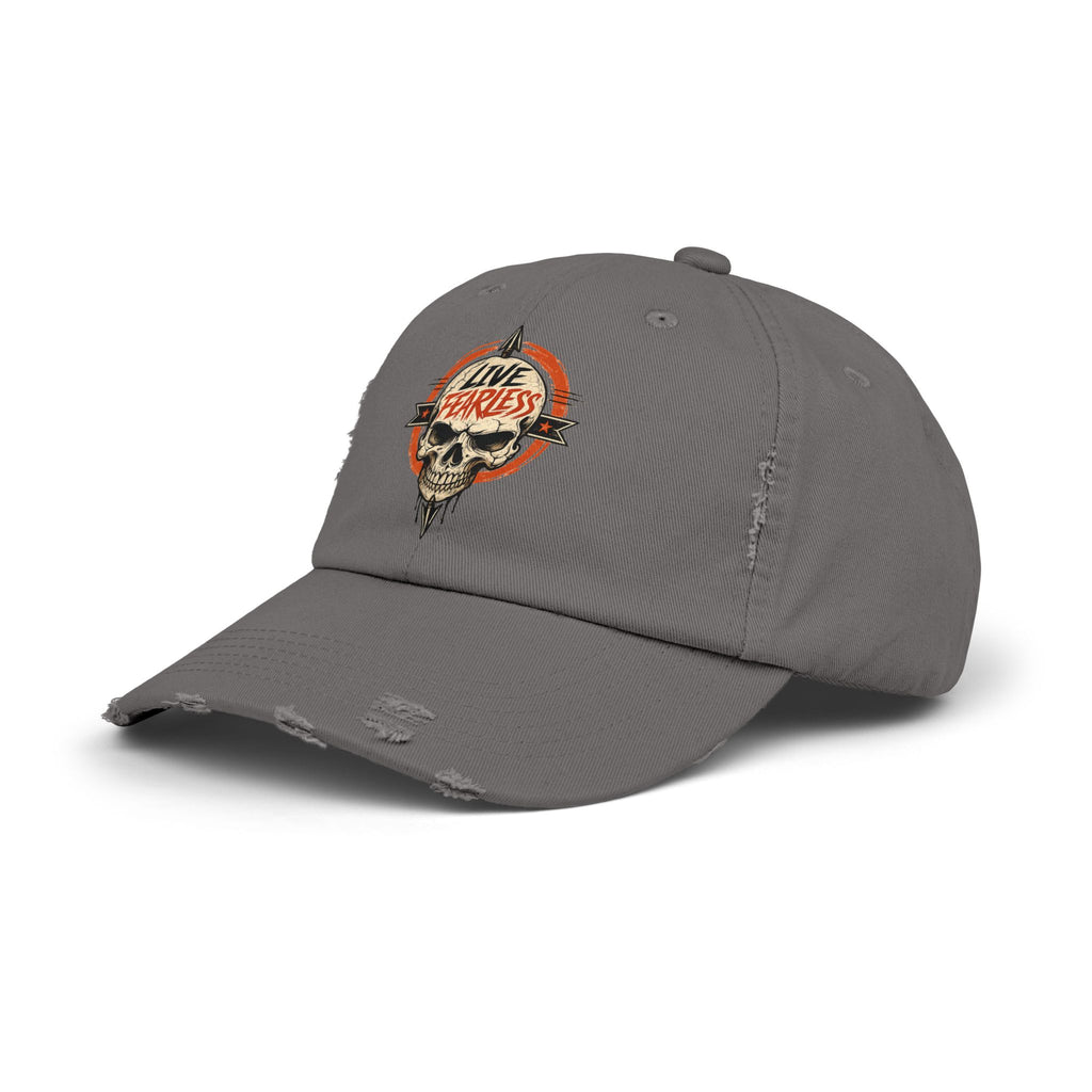 Live Fearless Distressed Cap — Vintage Skull Baseball Hat | Ironsight Syndicate
