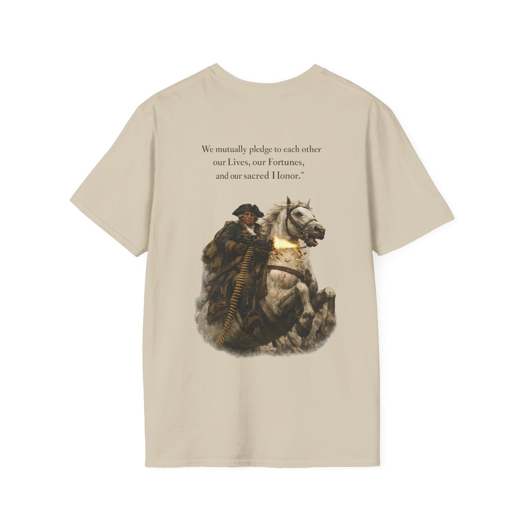 Machine Gun George Washington T-Shirt | Patriotic Military Graphic Tee for Veterans & Patriots, Adult (13 and up), unisex