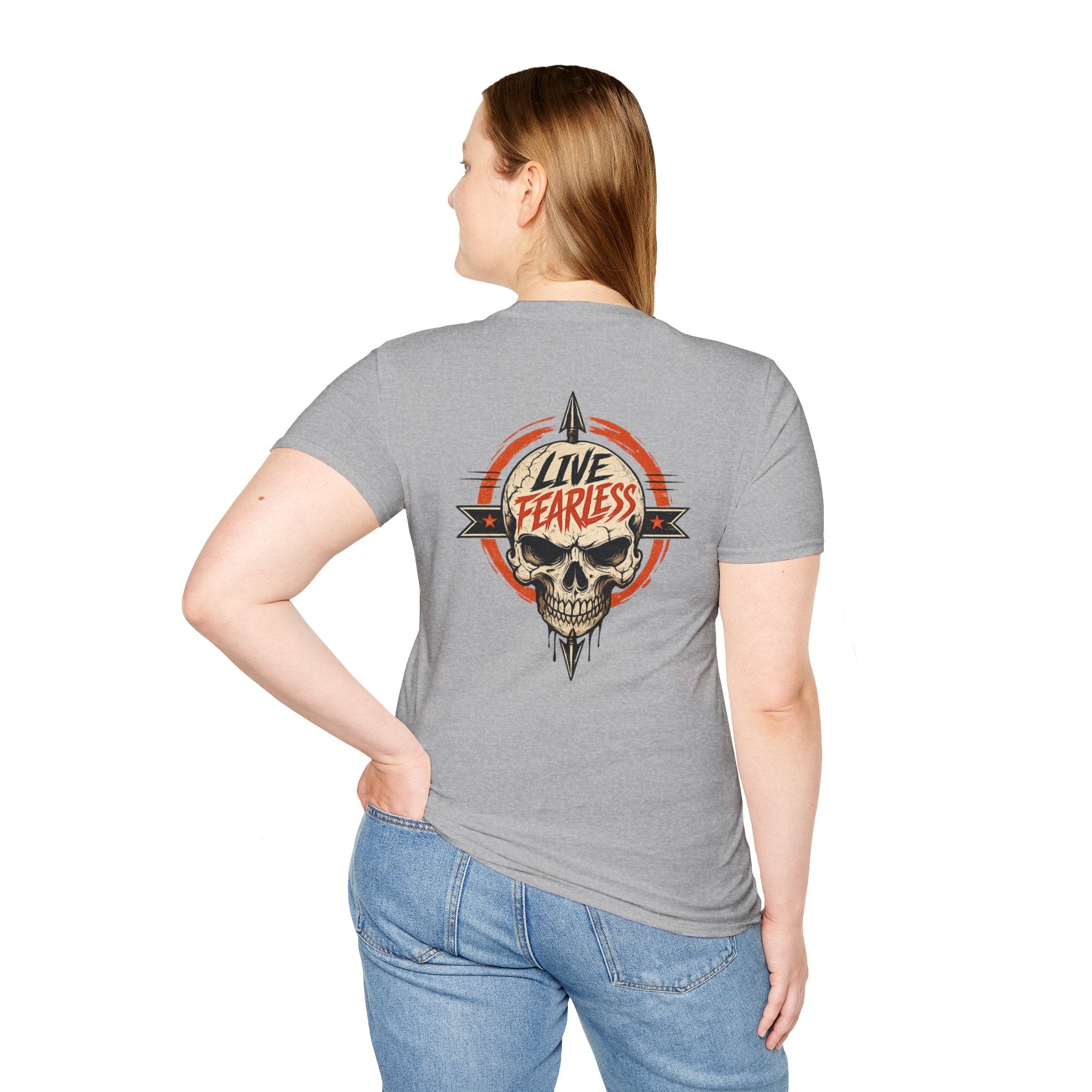Live Fearless Skull Military T-Shirt (Front and Back) | Ironsight Syndicate