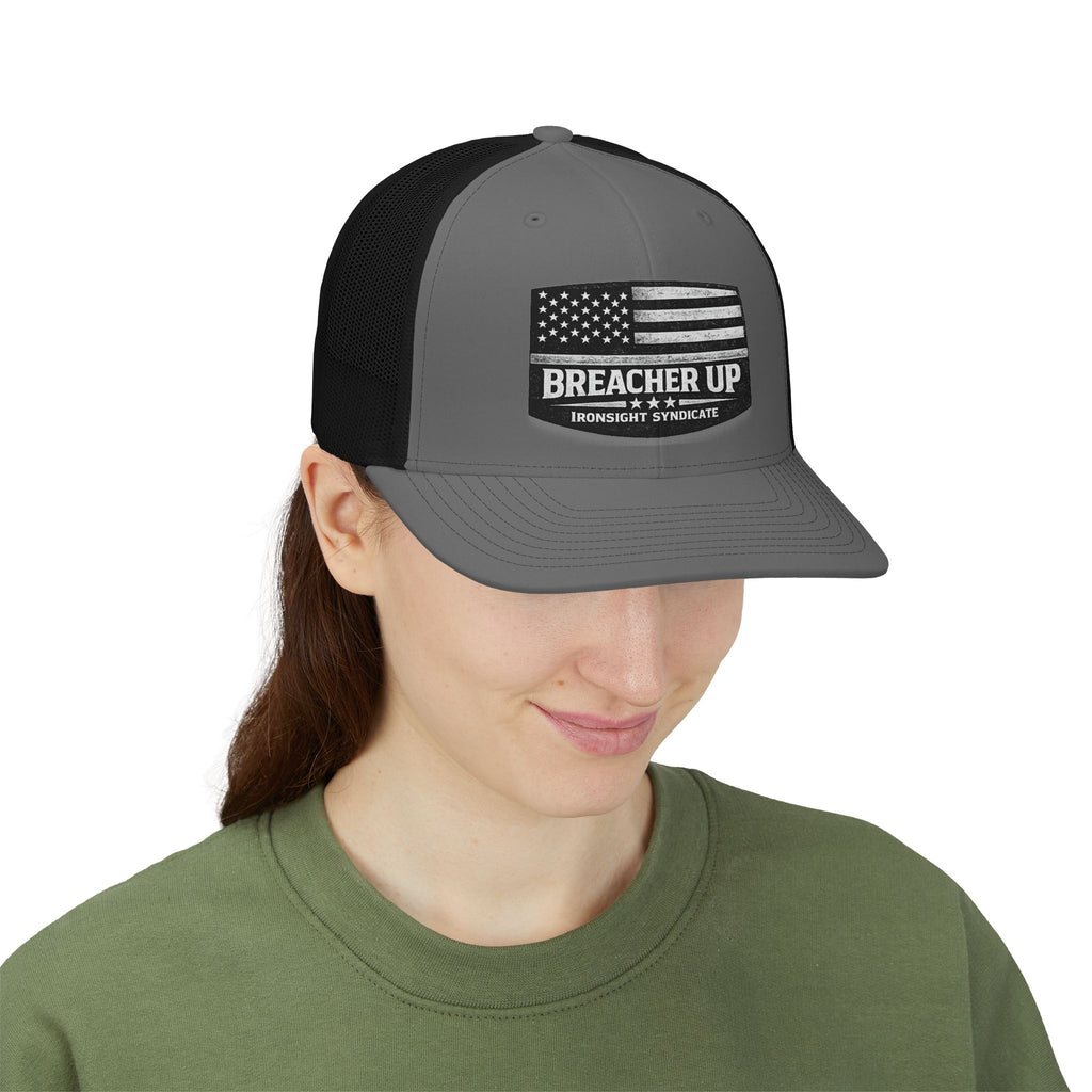 Breacher Up Trucker Cap — American Flag Tactical Snapback Hat | Patriotic USA Snapback Mesh Cap for Veterans & Patriots