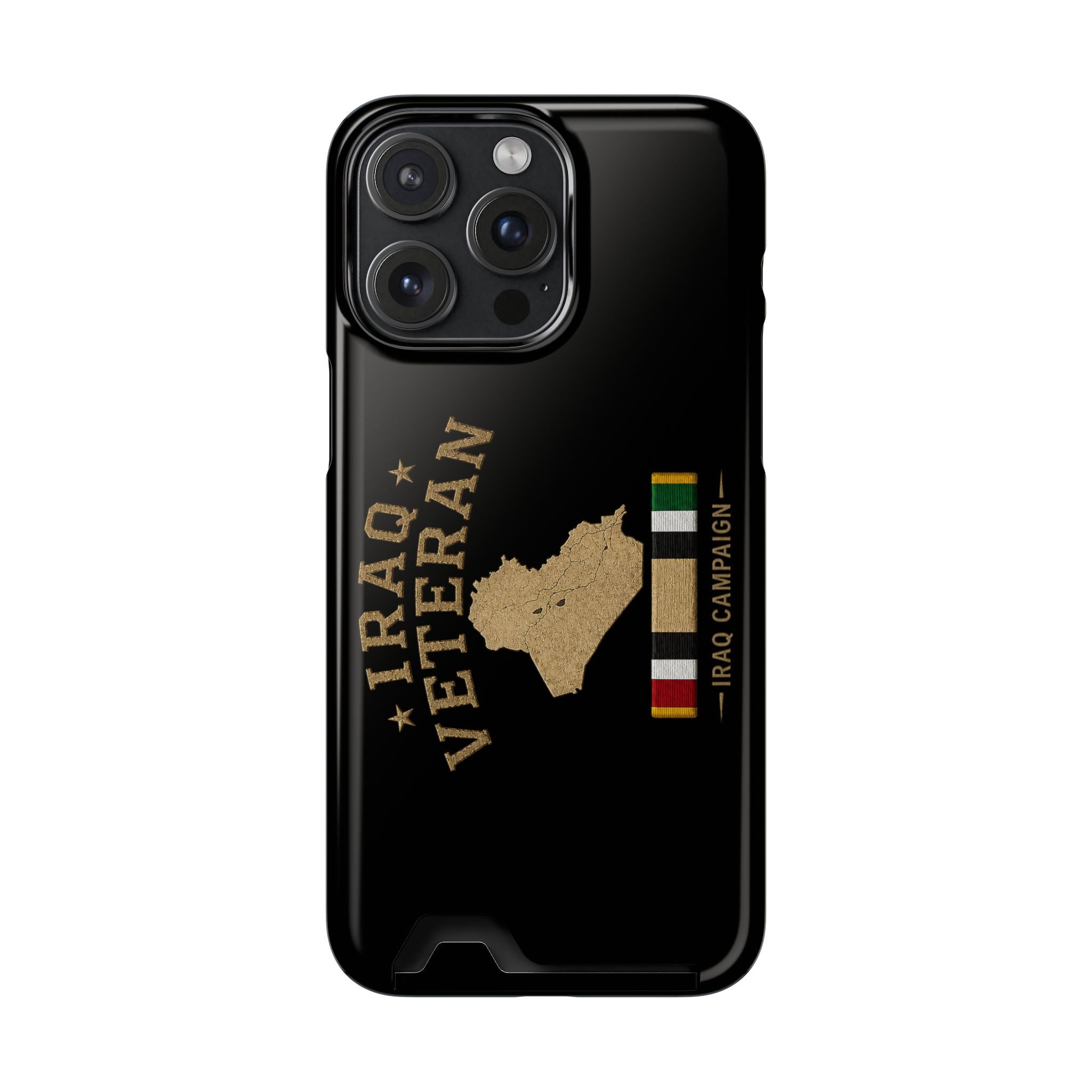 Iraq Veteran Phone Case with Card Holder — Iraq Campaign Service Ribbon - iPhone 15 Pro Max (Glossy) | Ironsight Syndicate