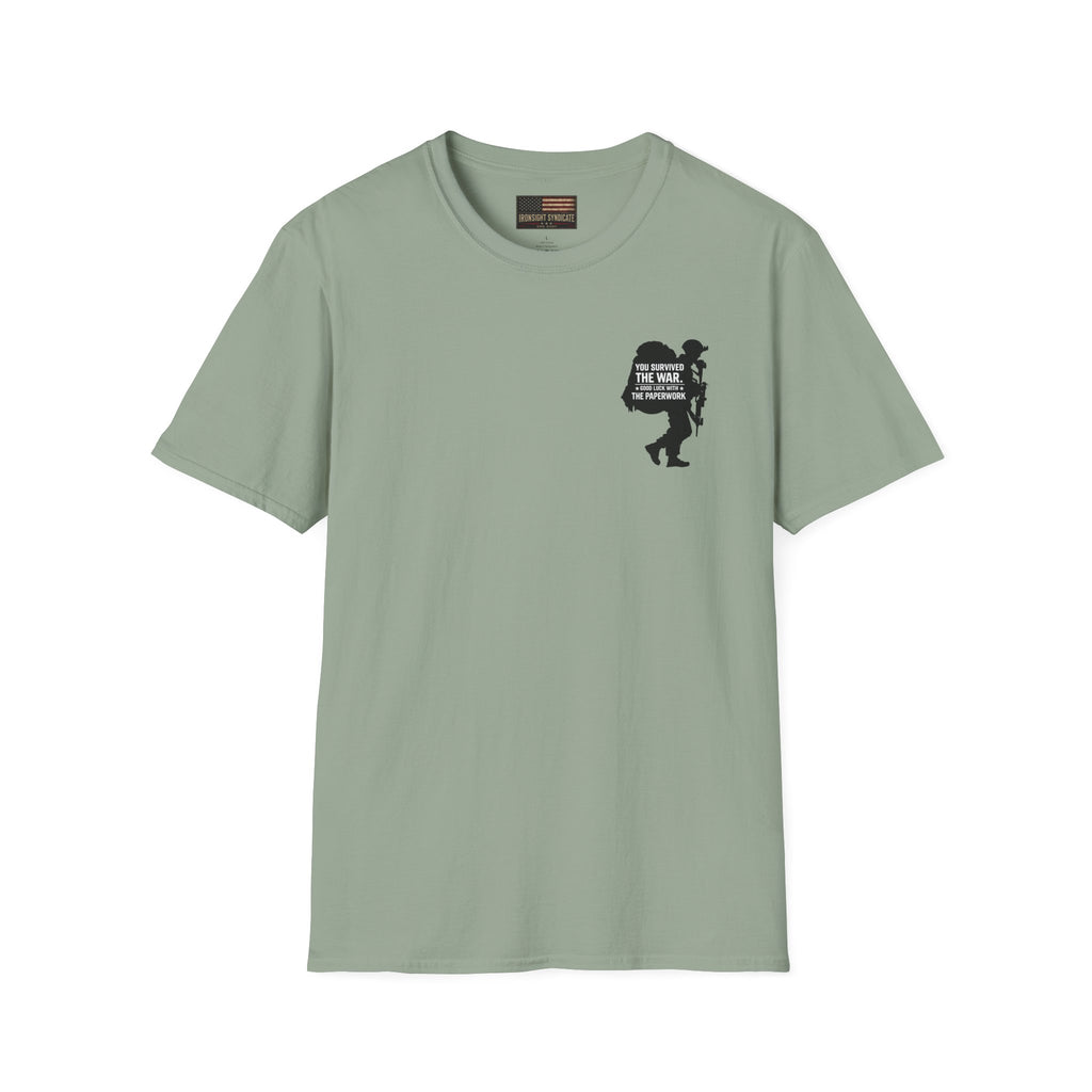 VA Knee Injury Claim Is Denied T-Shirt (Black Graphic) | Ironsight Syndicate