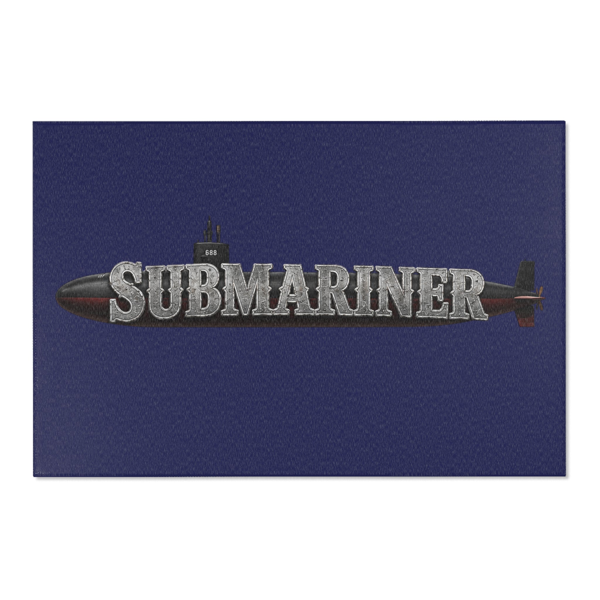 Submariner Navy Area Rug - Vintage Submarine Graphic - 72 x 48 in | Ironsight Syndicate