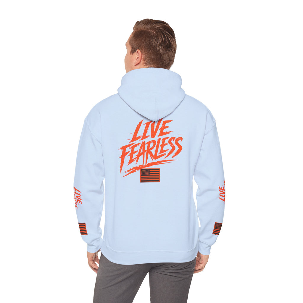 Live Fearless Hoodie (Orange)| Premium Heavy Weight-Military-Inspired Patriotic Hoodie | Ironsight Syndicate