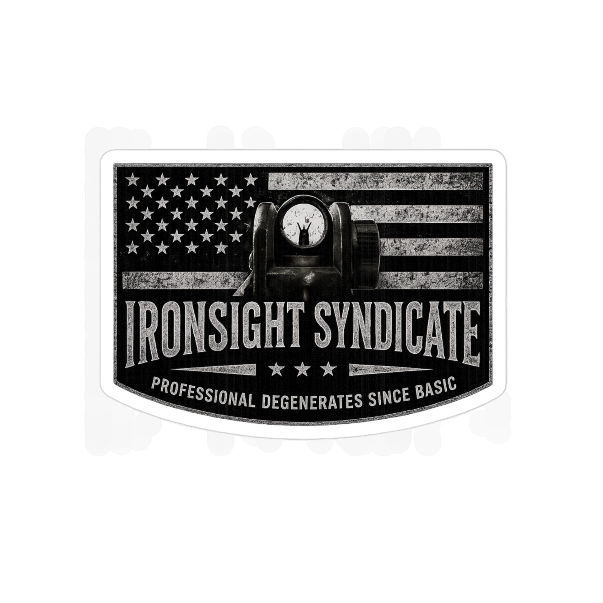 IronSightSyndicate — Die-Cut Transparent Outdoor American Flag Sticker
