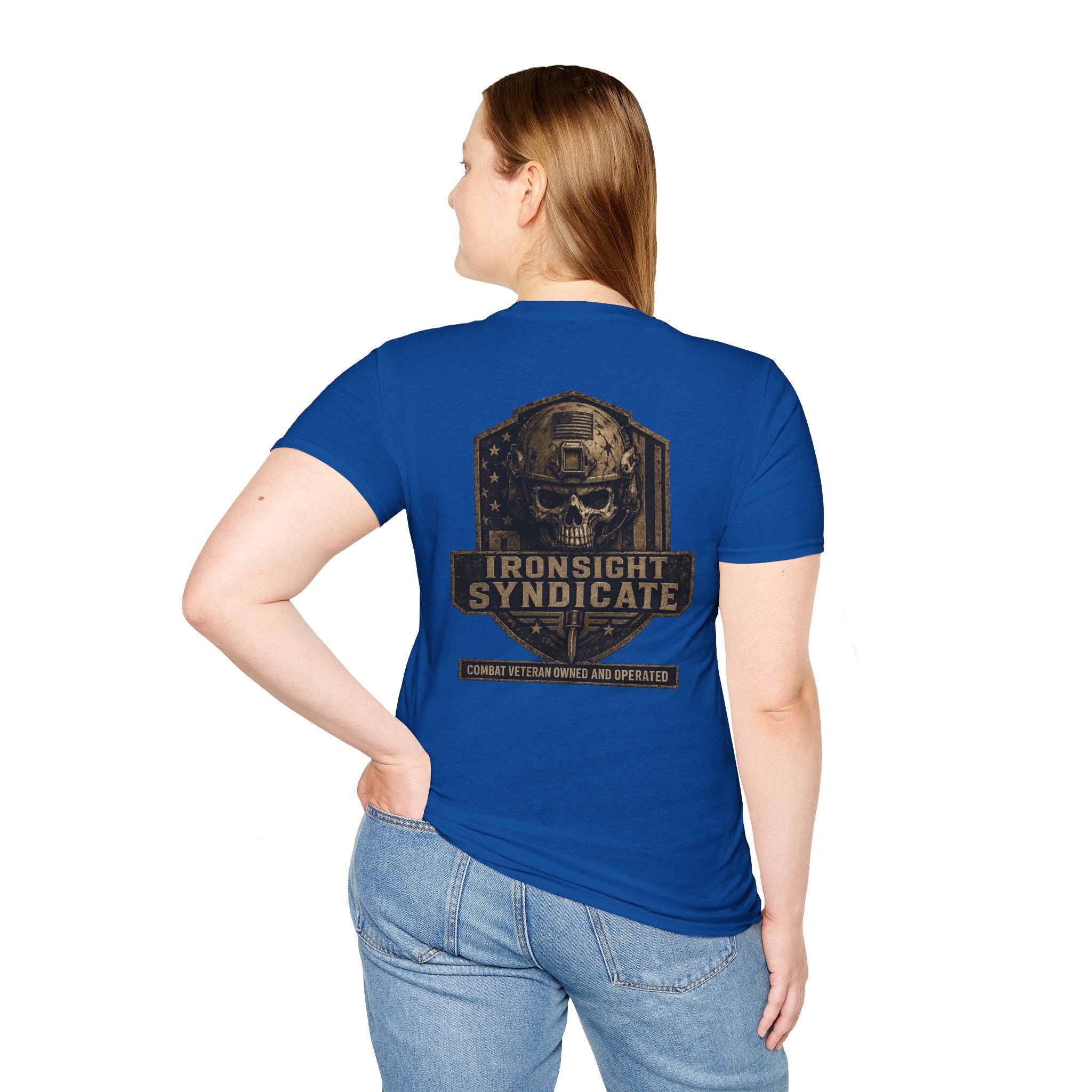 Ironsight Syndicate Tactical Skull T-Shirt | Patriotic Military Graphic Tee for Veterans & Patriots, Adult (13 and up), unisex