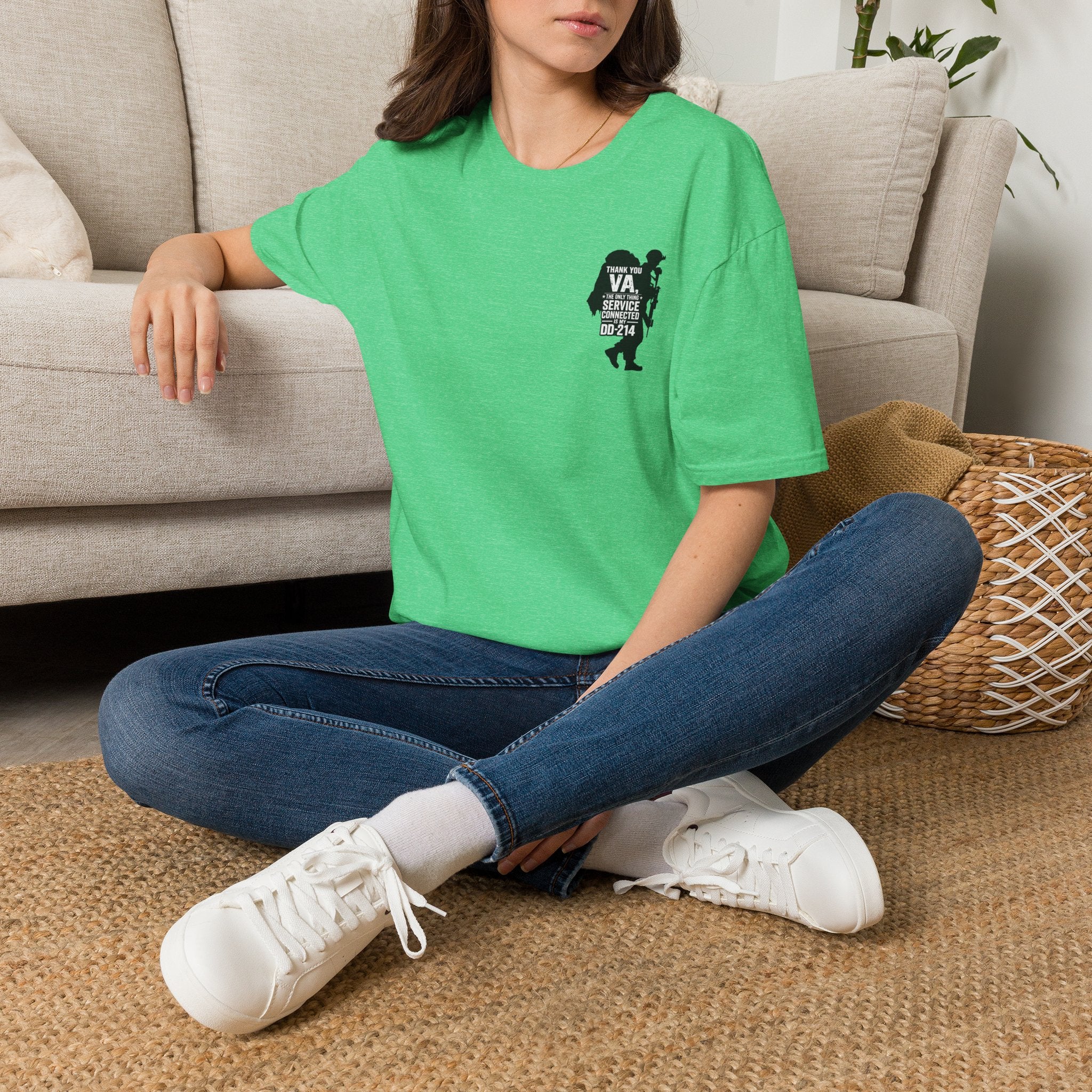 DD-214 Service Connected T-Shirt - Heather Irish Green
