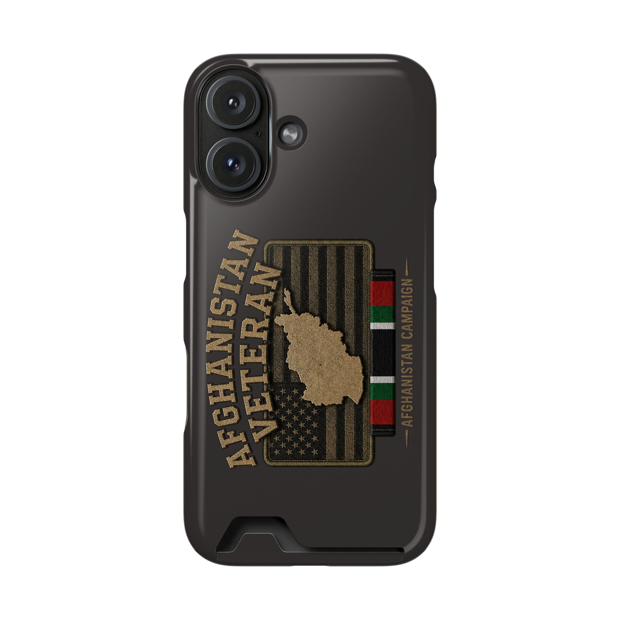 Afghanistan Veteran Phone Case with Card Holder — Military Tribute Wallet Case - iPhone 16 (Glossy) | Ironsight Syndicate