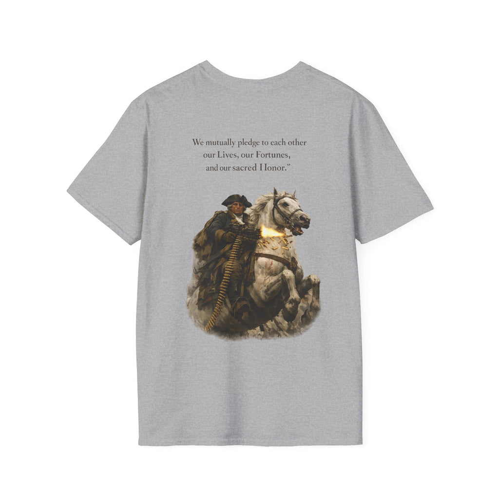 Machine Gun George Washington T-Shirt | Patriotic Military Graphic Tee for Veterans & Patriots, Adult (13 and up), unisex