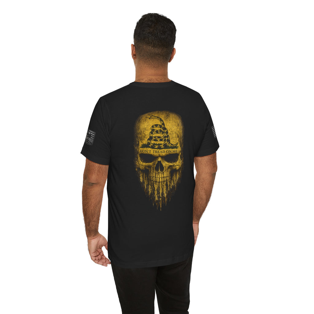 Don't Tread On Me Skull T-Shirt | Gadsden Flag Patriotic Military Tee for Veterans & Patriots Adult (13 and up), unisex