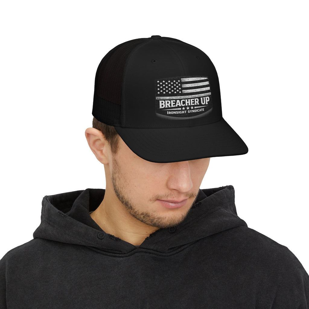 Breacher Up Trucker Cap — American Flag Tactical Snapback Hat | Patriotic USA Snapback Mesh Cap for Veterans & Patriots