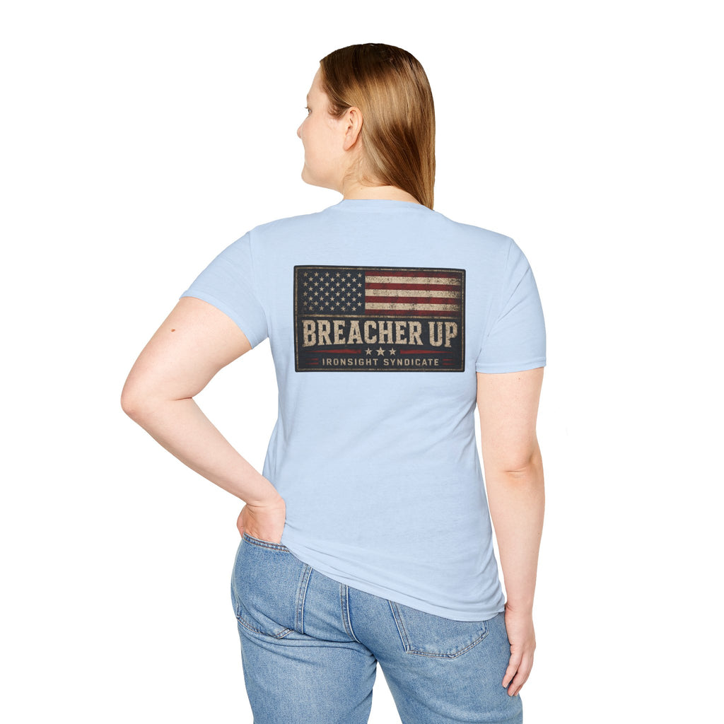 Breacher Up Red While and  Blue T-Shirt, Adult (13 and up), unisex | Patriotic Military Graphic Tee for Veterans & Patriots, Adult (13 and up), unisex