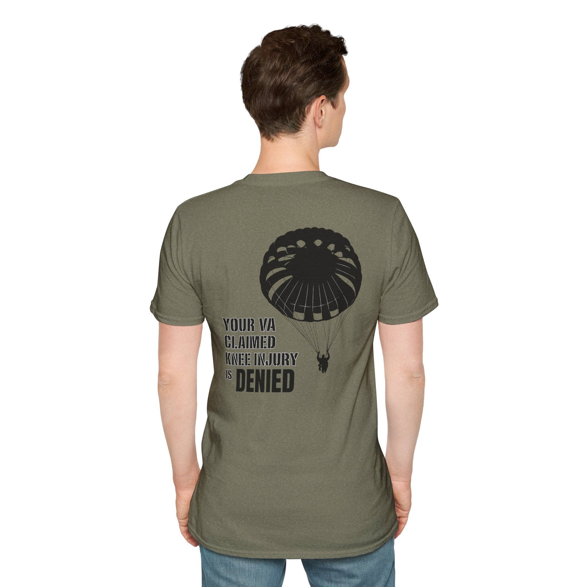 VA Knee Injury Claim Is Denied T-Shirt (Black Graphic) | Ironsight Syndicate