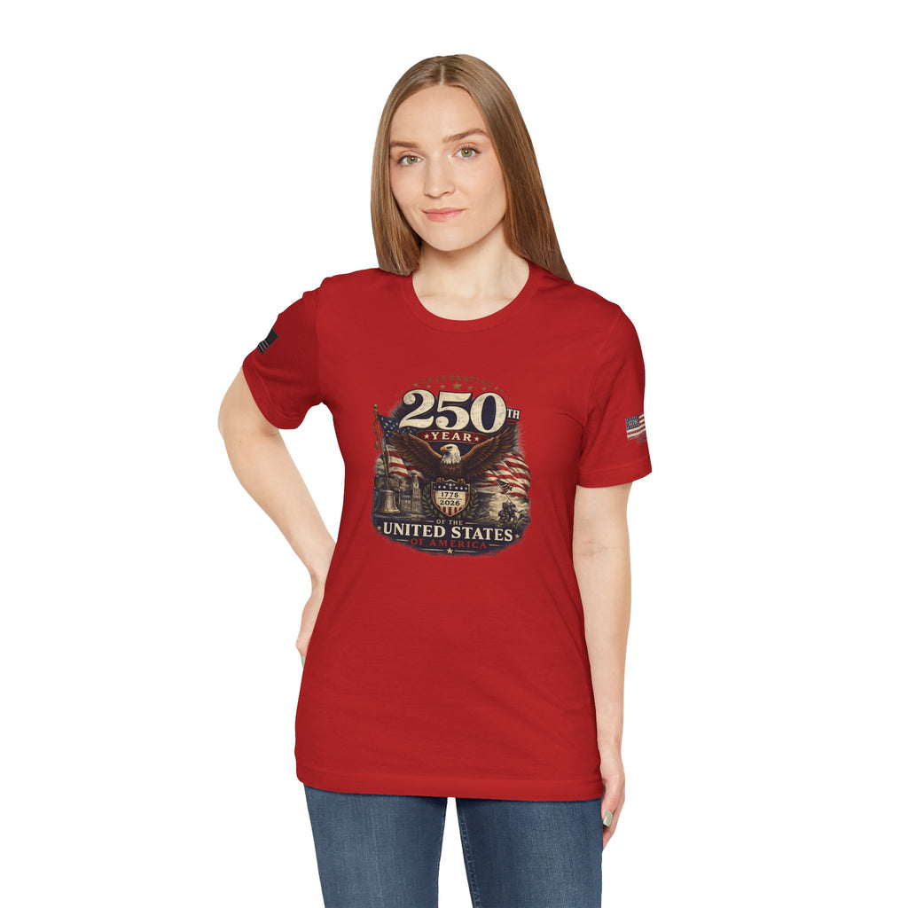 America 250th Anniversary T-Shirt | Patriotic Eagle & American Flag Shirt | 1776-2026 United States Tee front and back