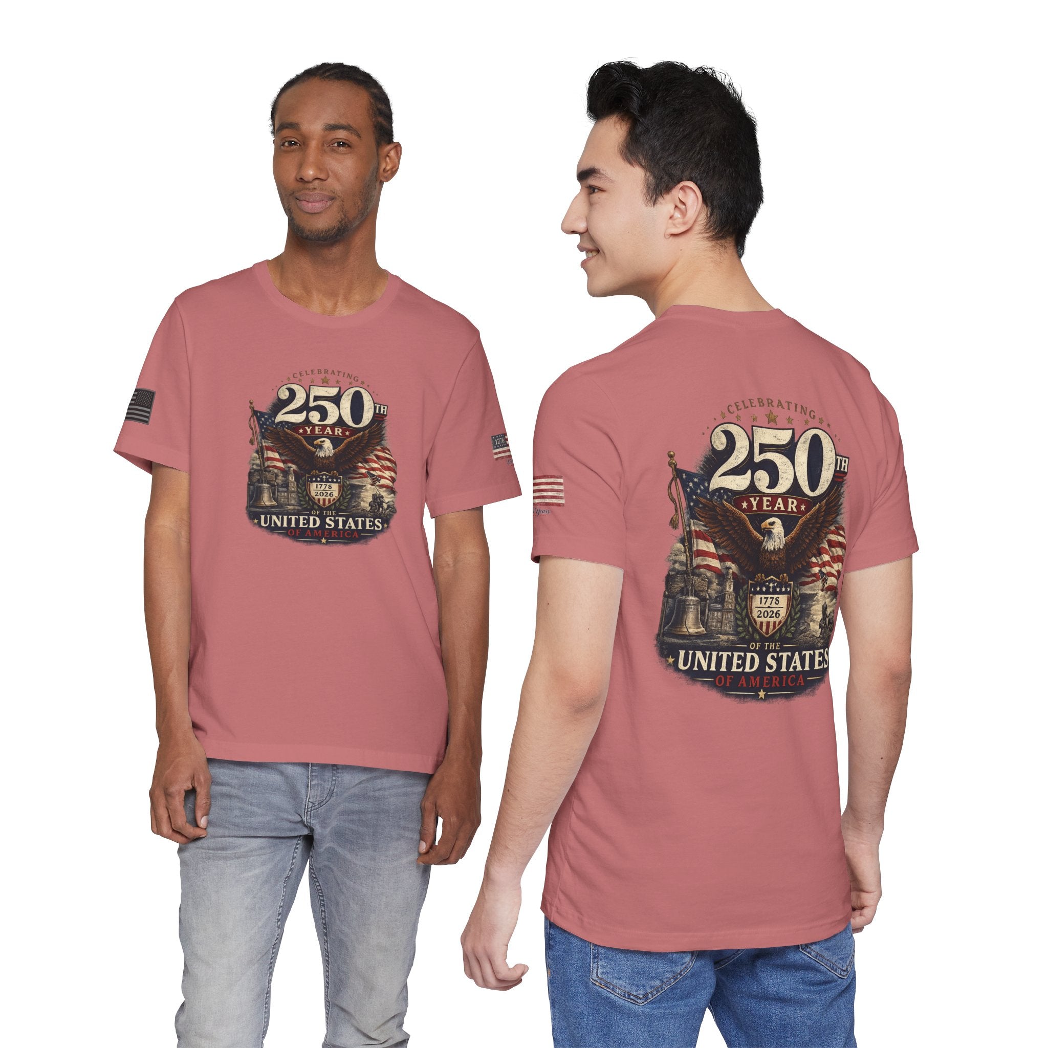 America 250th Anniversary T-Shirt | Patriotic Eagle & American Flag Shirt | 1776-2026 United States Tee front and back