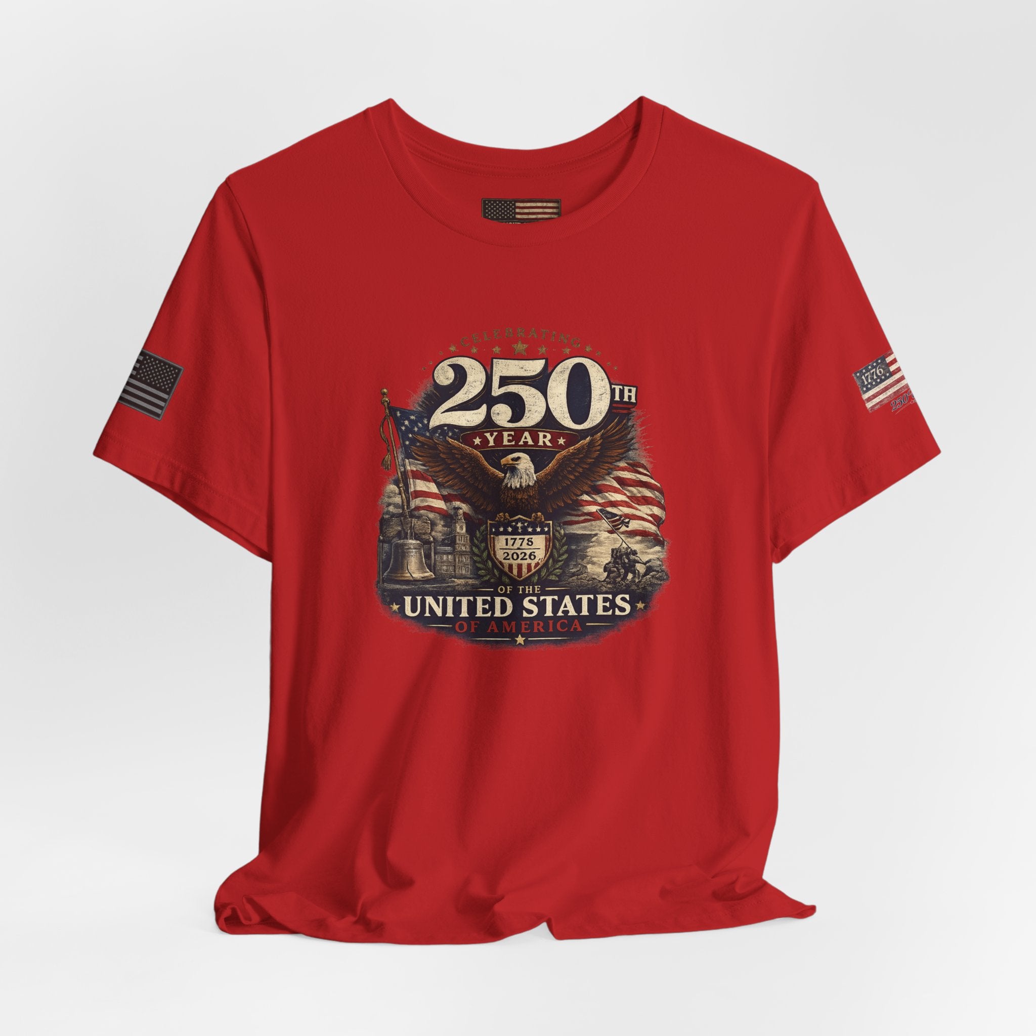 America 250th Anniversary T-Shirt | Patriotic Eagle & American Flag Shirt | 1776-2026 United States Tee front and back