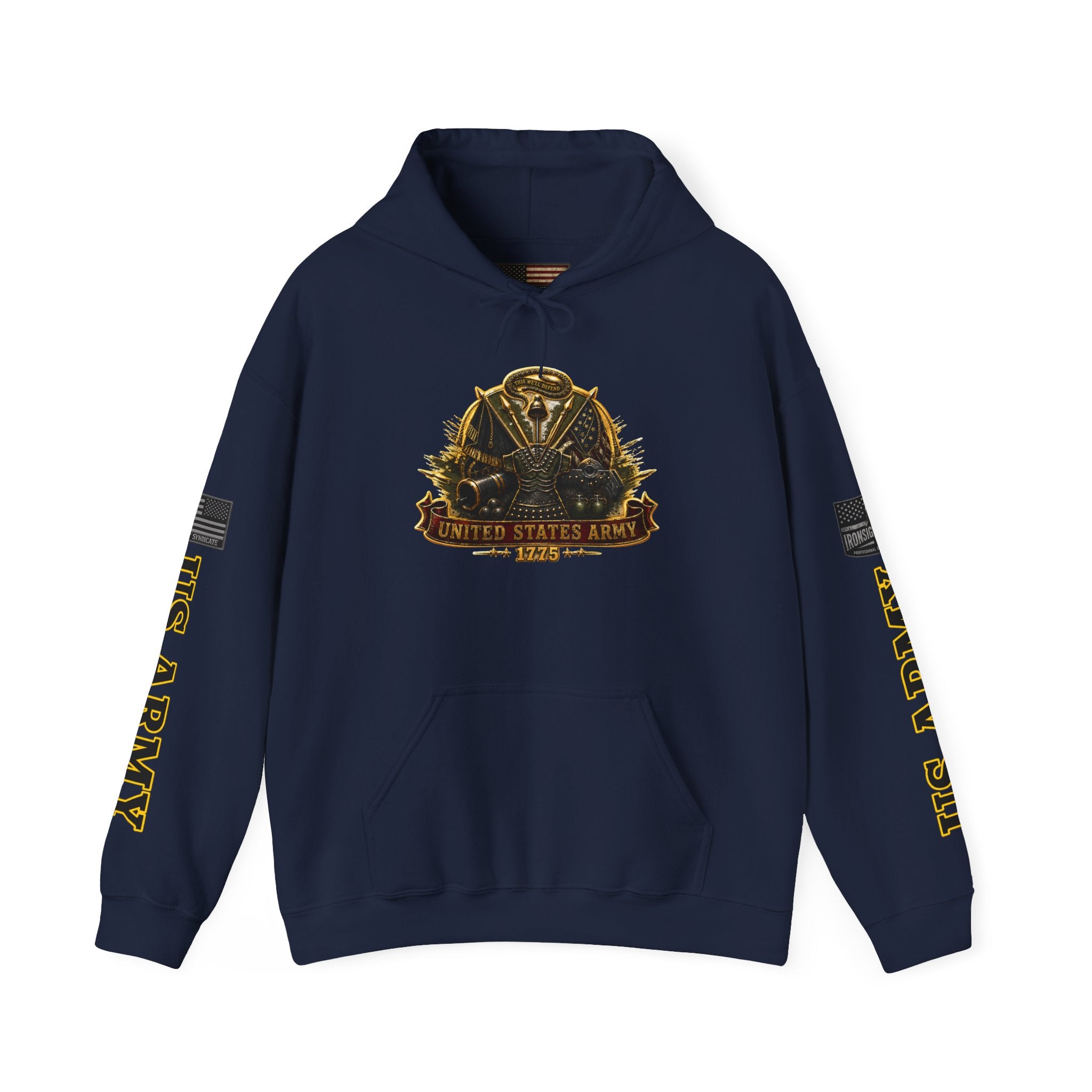 US Army Veteran Crest Hoodie — Heavyweight Military Pride Sweatshirt - Navy | Ironsight Syndicate